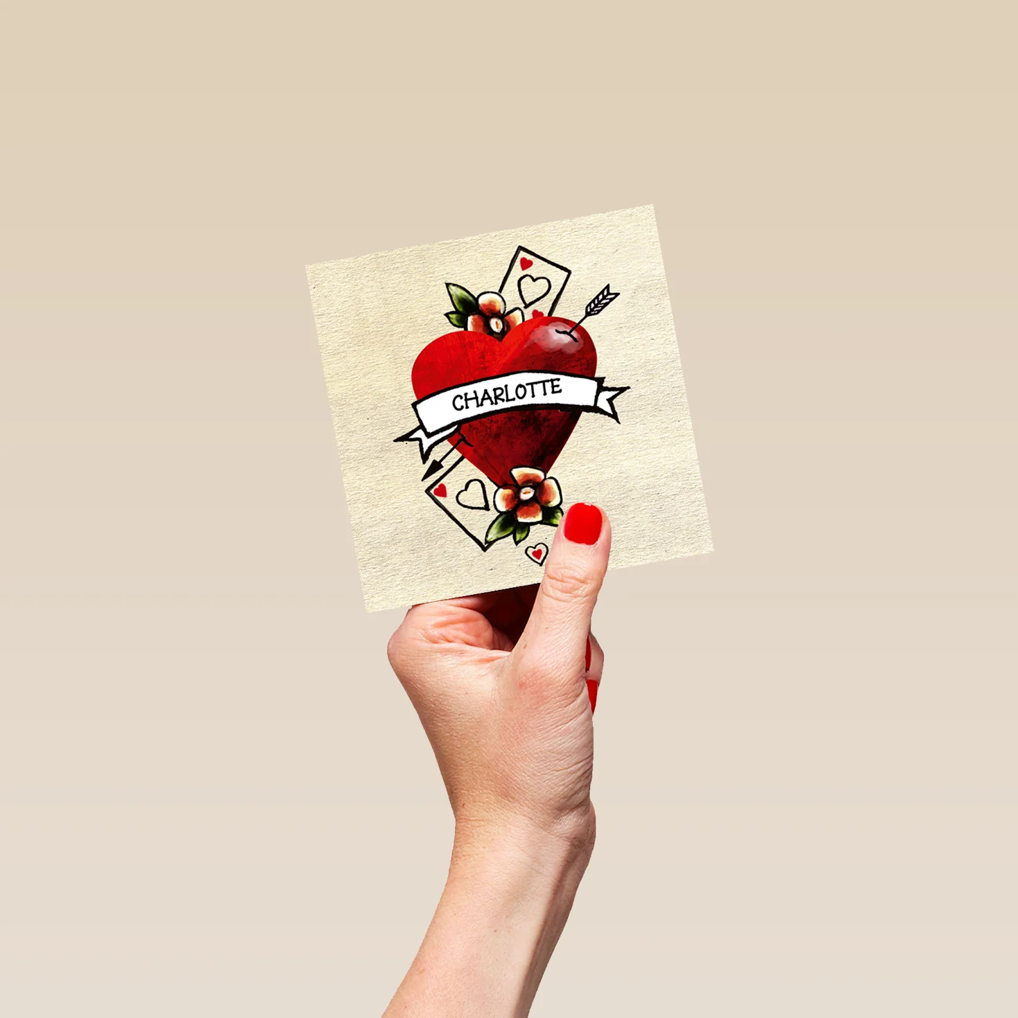Personalised Editable Tattoo Heart Valentine's Day Card - Image 4