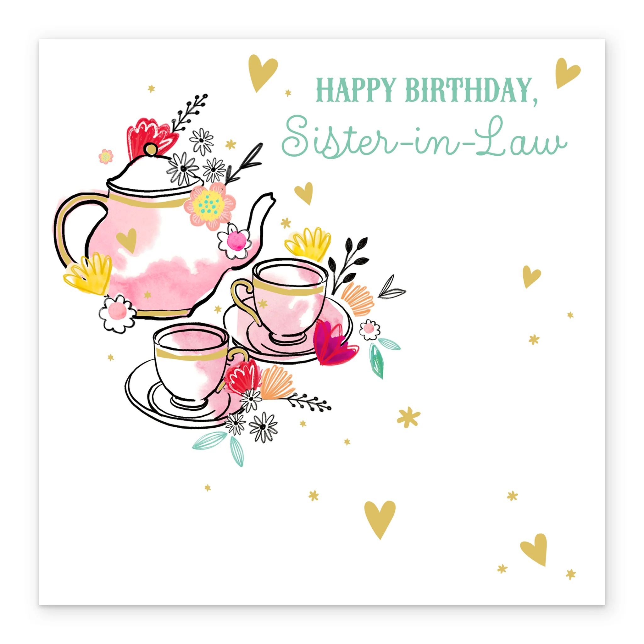 Personalised & Editable Teapot Sister in Law Birthday Card - Image 2