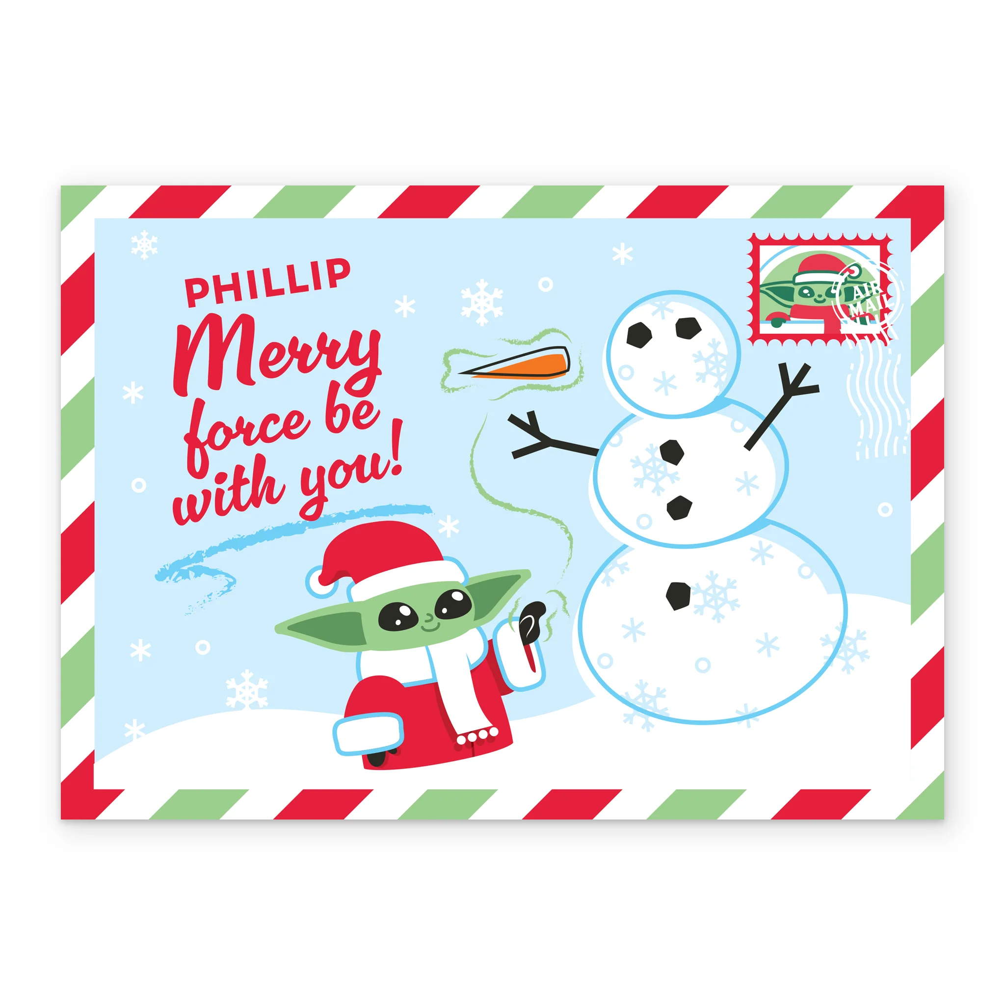 Personalised Editable The Mandalorian™ Grogu™ Postcard Christmas Card - Image 2