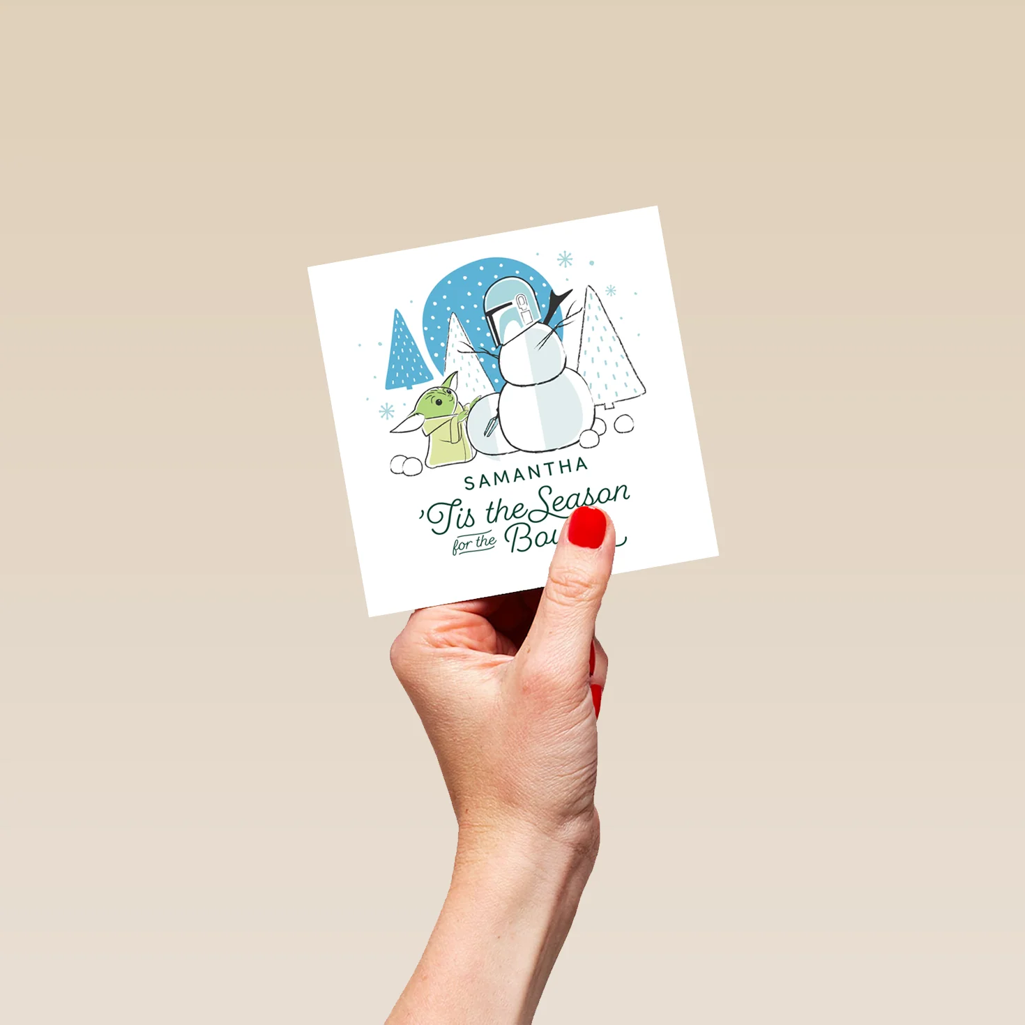 Personalised Editable The Mandalorian™ Grogu™ & Snowman Christmas Card - Image 4