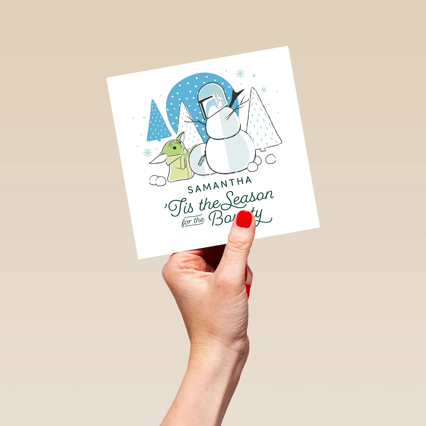 Personalised Editable The Mandalorian™ Grogu™ & Snowman Christmas Card - Image 5
