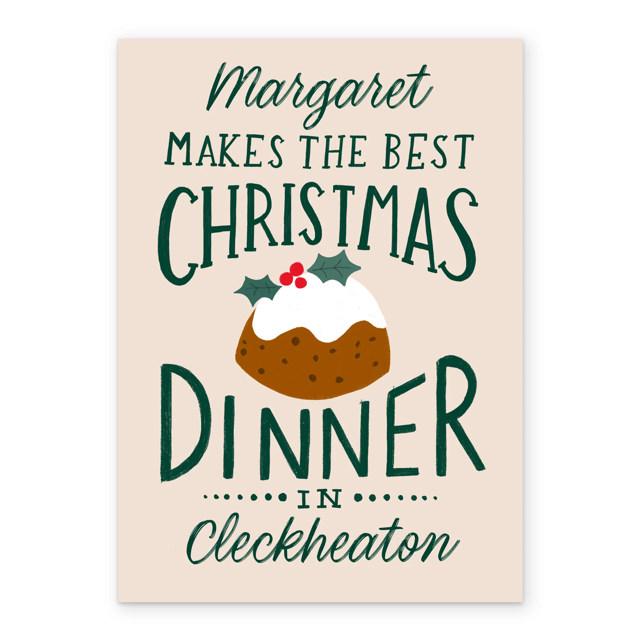 Personalised Editable Traditional Christmas Pudding Christmas Card - Image 2