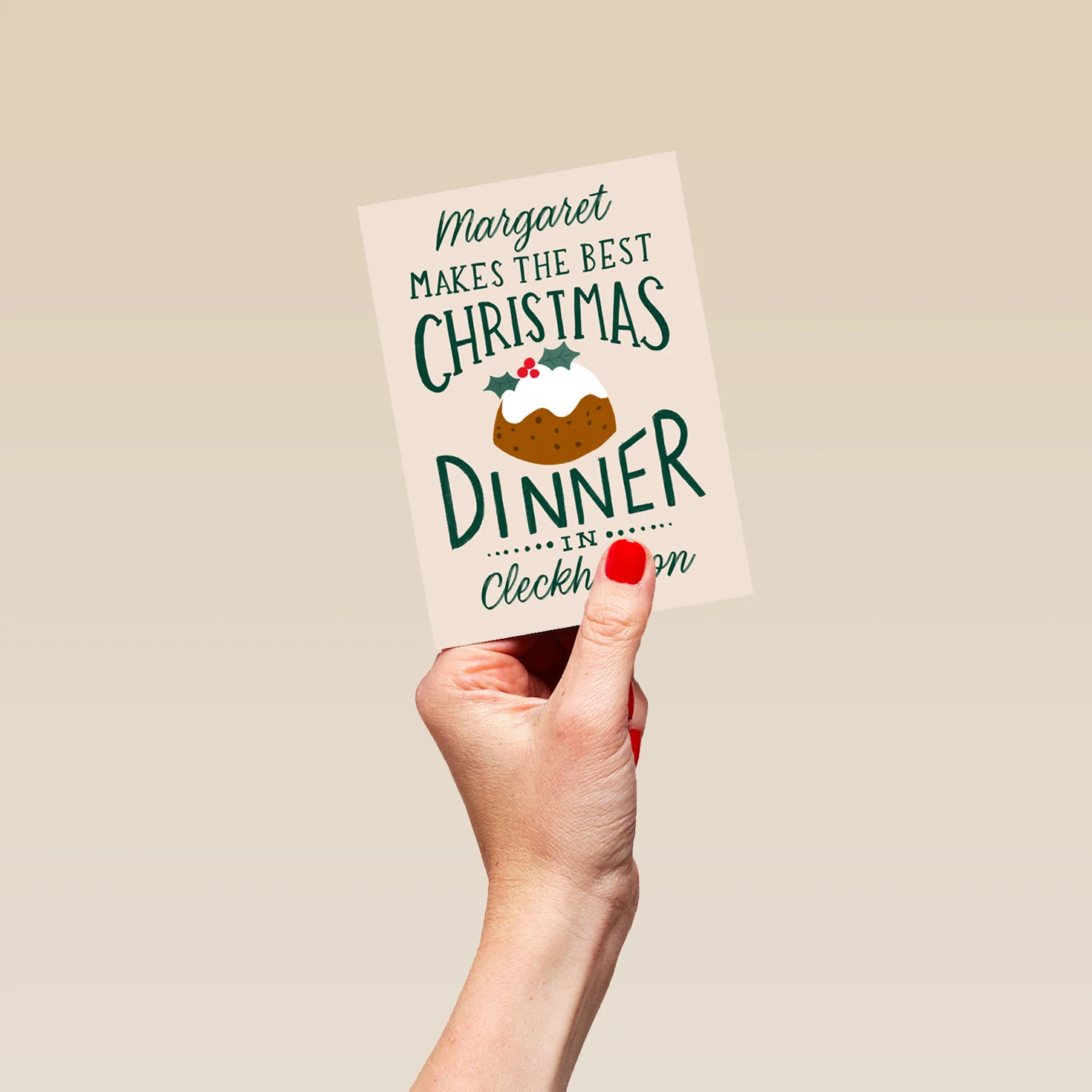 Personalised Editable Traditional Christmas Pudding Christmas Card - Image 4