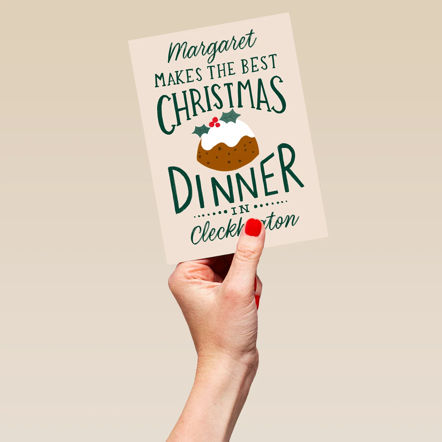 Personalised Editable Traditional Christmas Pudding Christmas Card - Image 5
