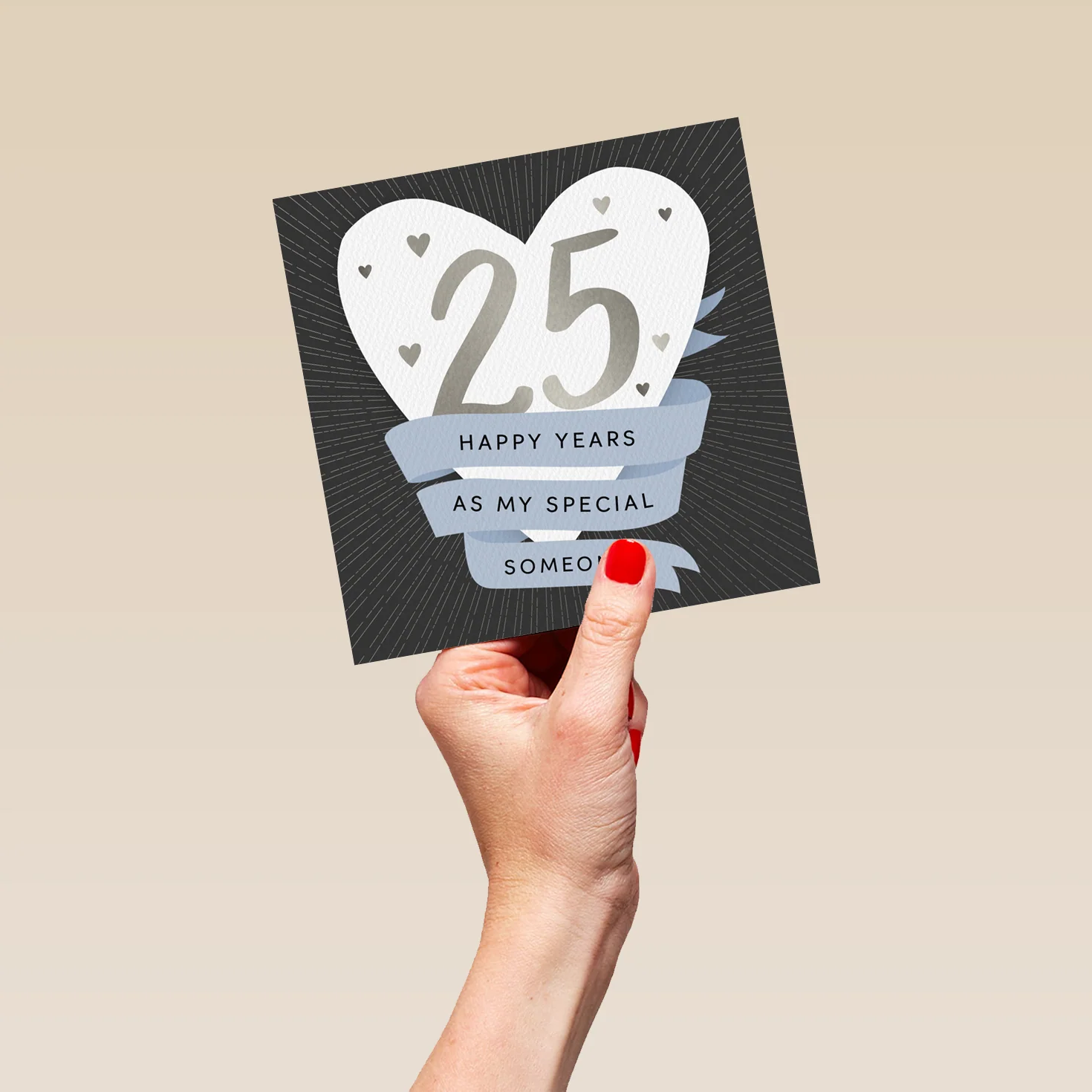 Personalised & Editable White Heart 25th Anniversary Card - Image 5