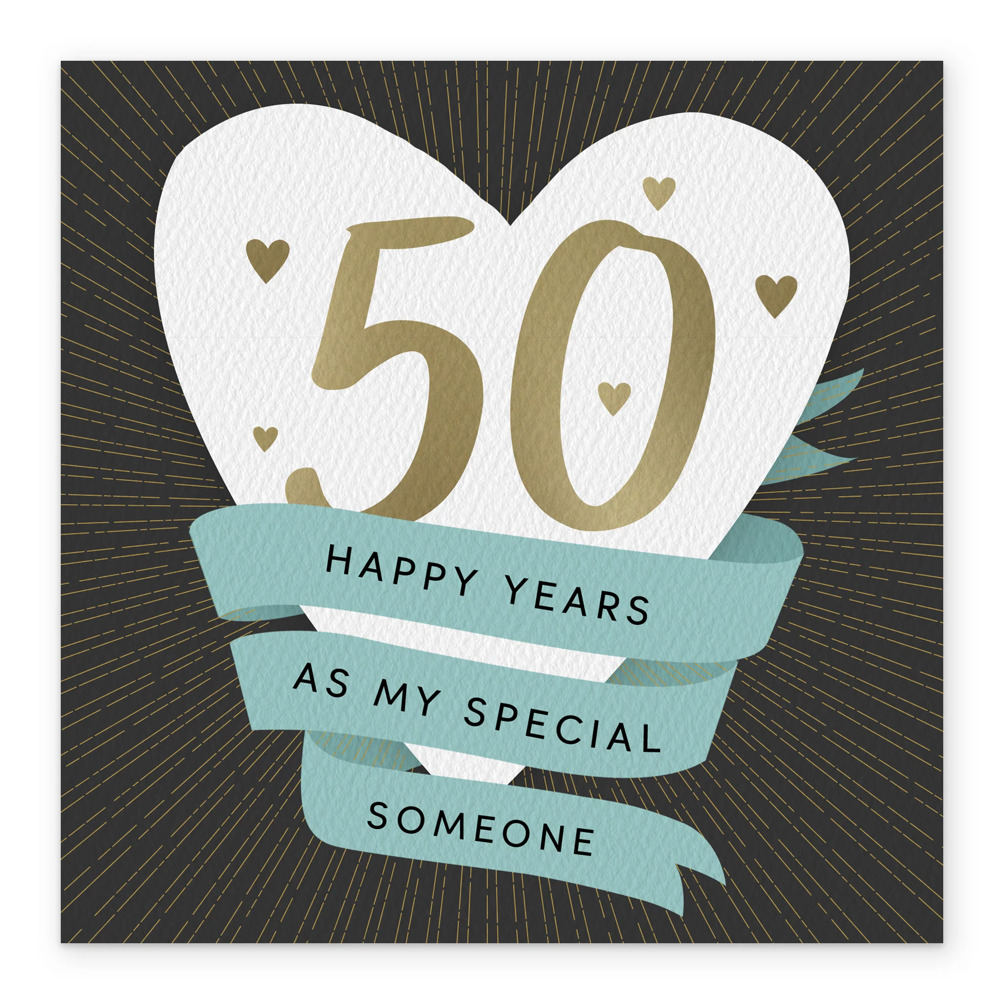 Personalised & Editable White Heart 50th Anniversary Card - Image 2