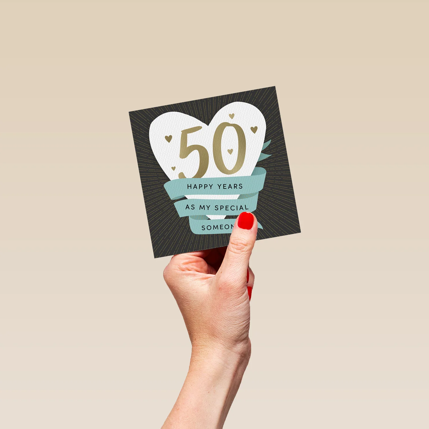 Personalised & Editable White Heart 50th Anniversary Card - Image 4