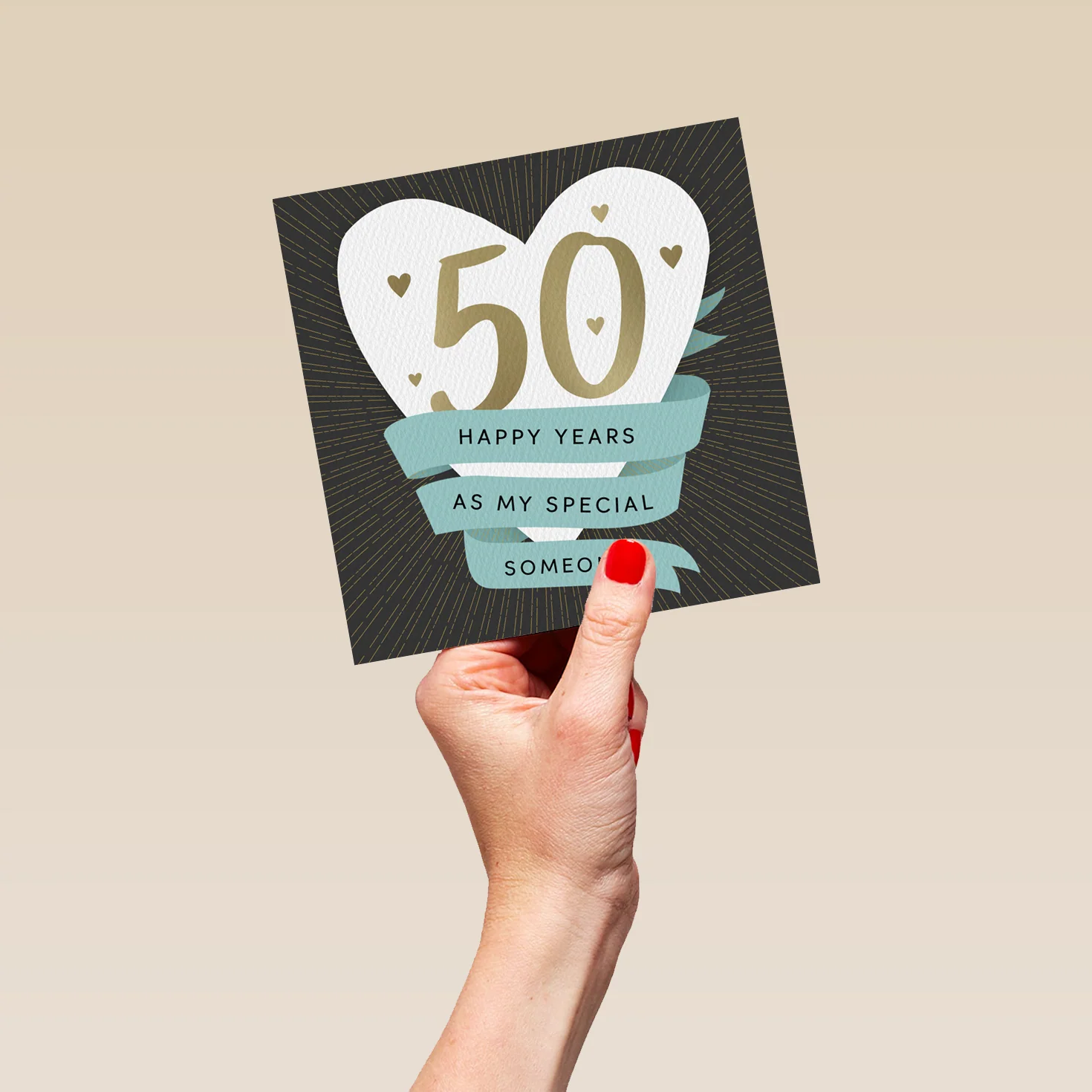 Personalised & Editable White Heart 50th Anniversary Card - Image 5