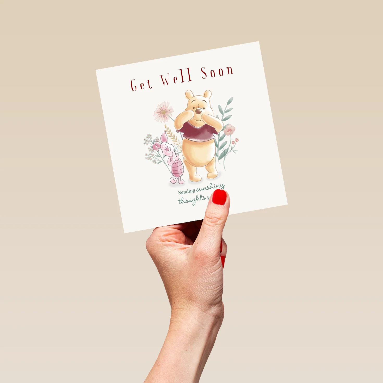 Personalised & Editable Winnie the Pooh Florals Get Well Soon Card - Image 5