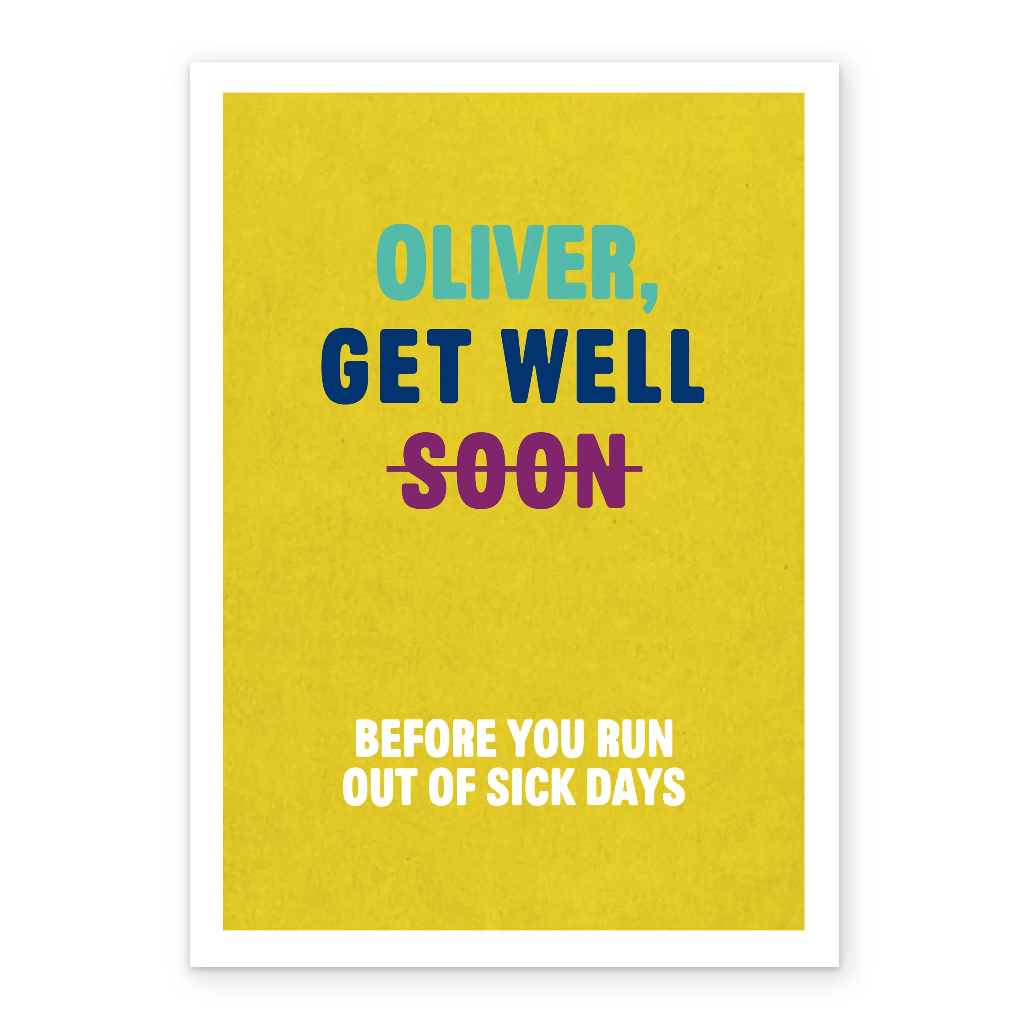 Personalised & Editable Yellow Funny Get Well Soon Card - Image 2