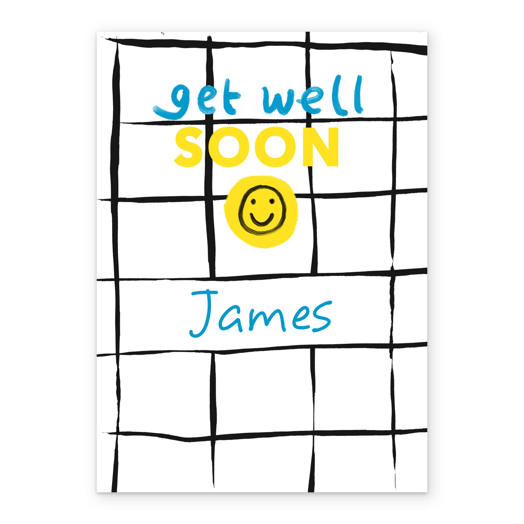 Personalised & Editable Yellow Smiley Face Get Well Soon Card - Image 2
