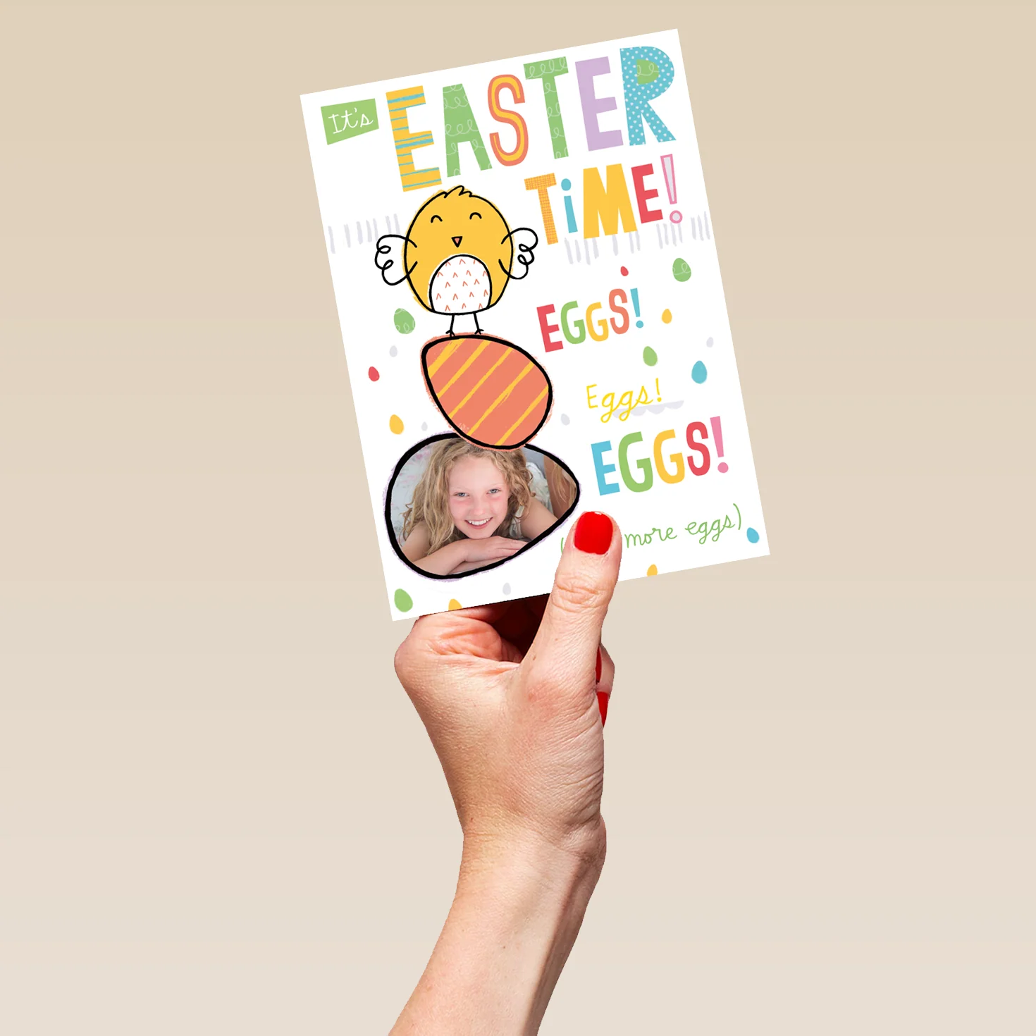 Personalised Eggs Eggs Eggs Photo Upload Easter Card for Kids - Image 5
