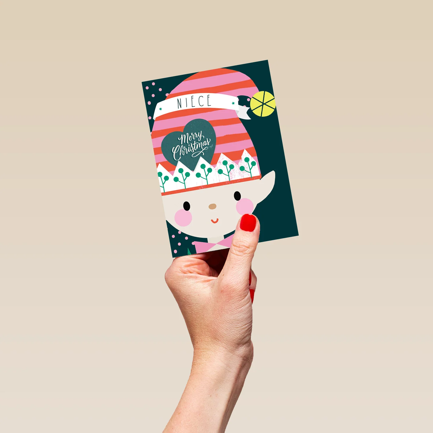 Personalised Elf Christmas Card For Niece - Image 4
