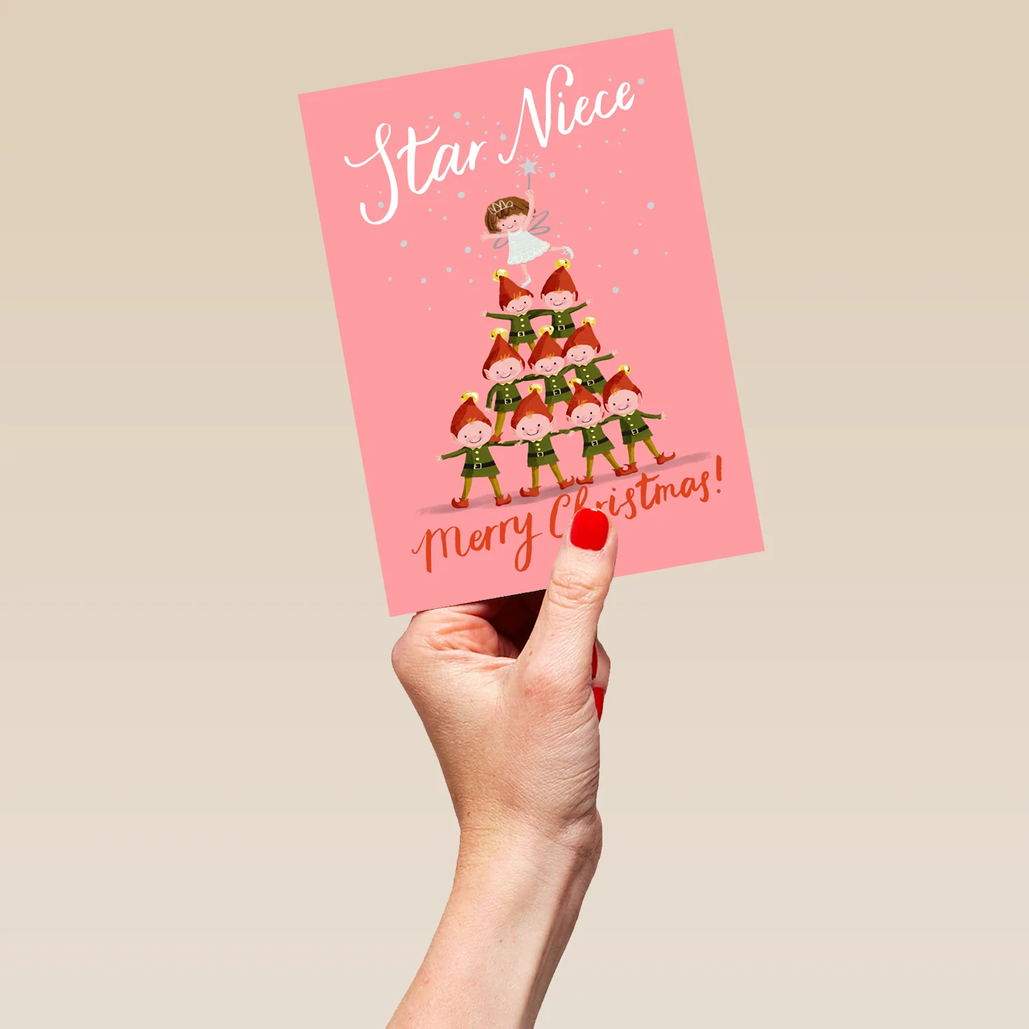 Personalised Elves And Christmas Tree Niece Card - Image 5