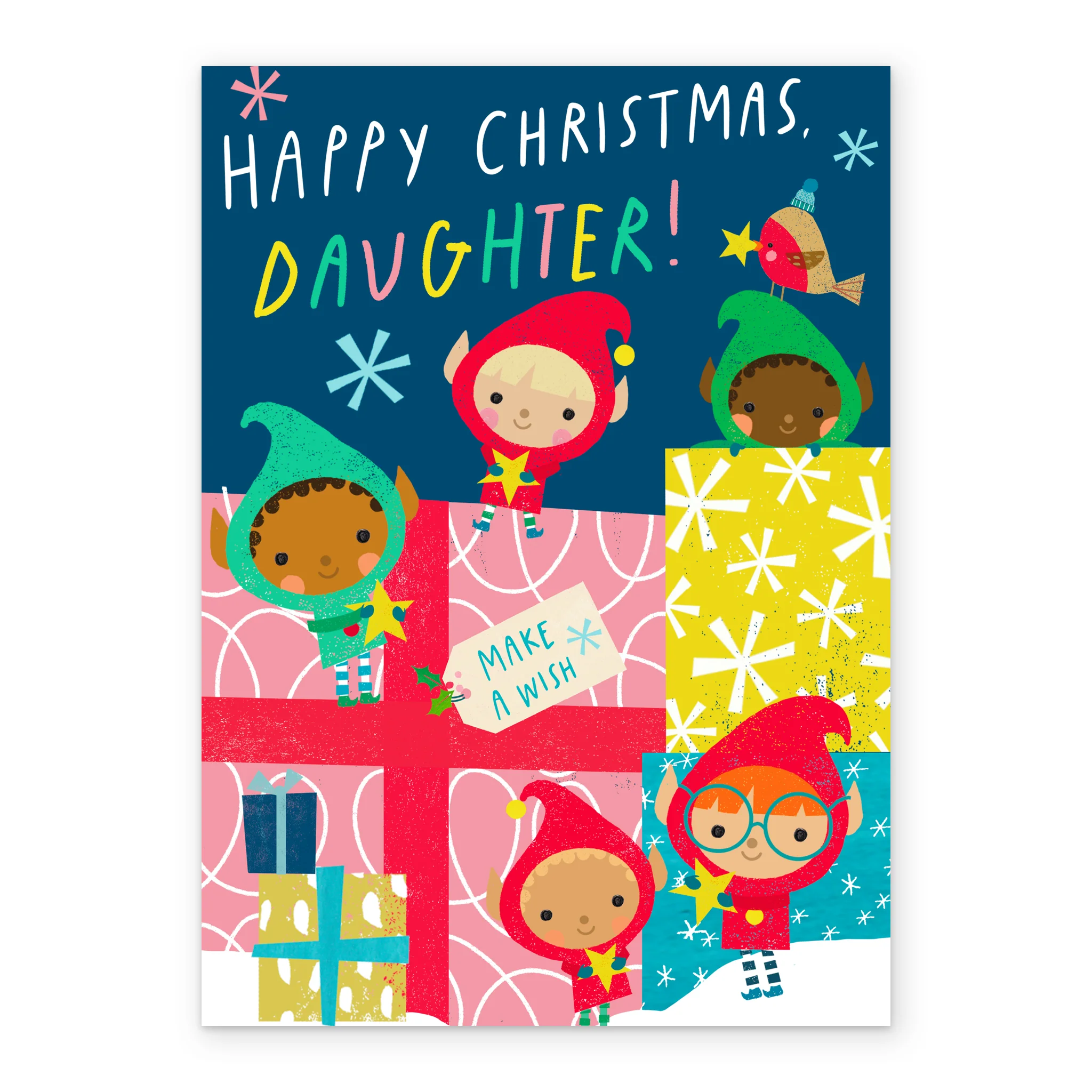 Personalised Elves Christmas Card For Daughter - Image 2