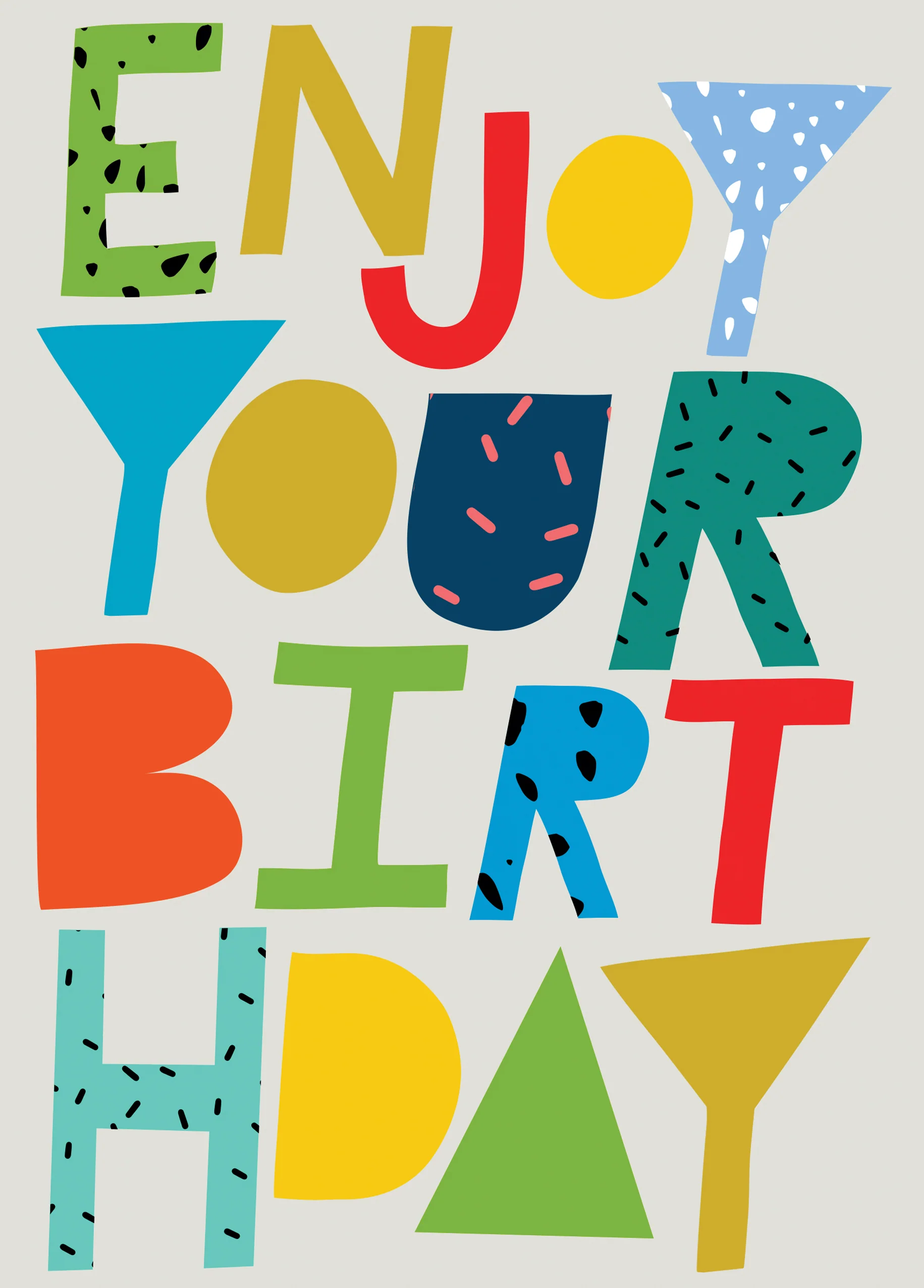 Personalised Enjoy Your Birthday Contemporary Typography Card