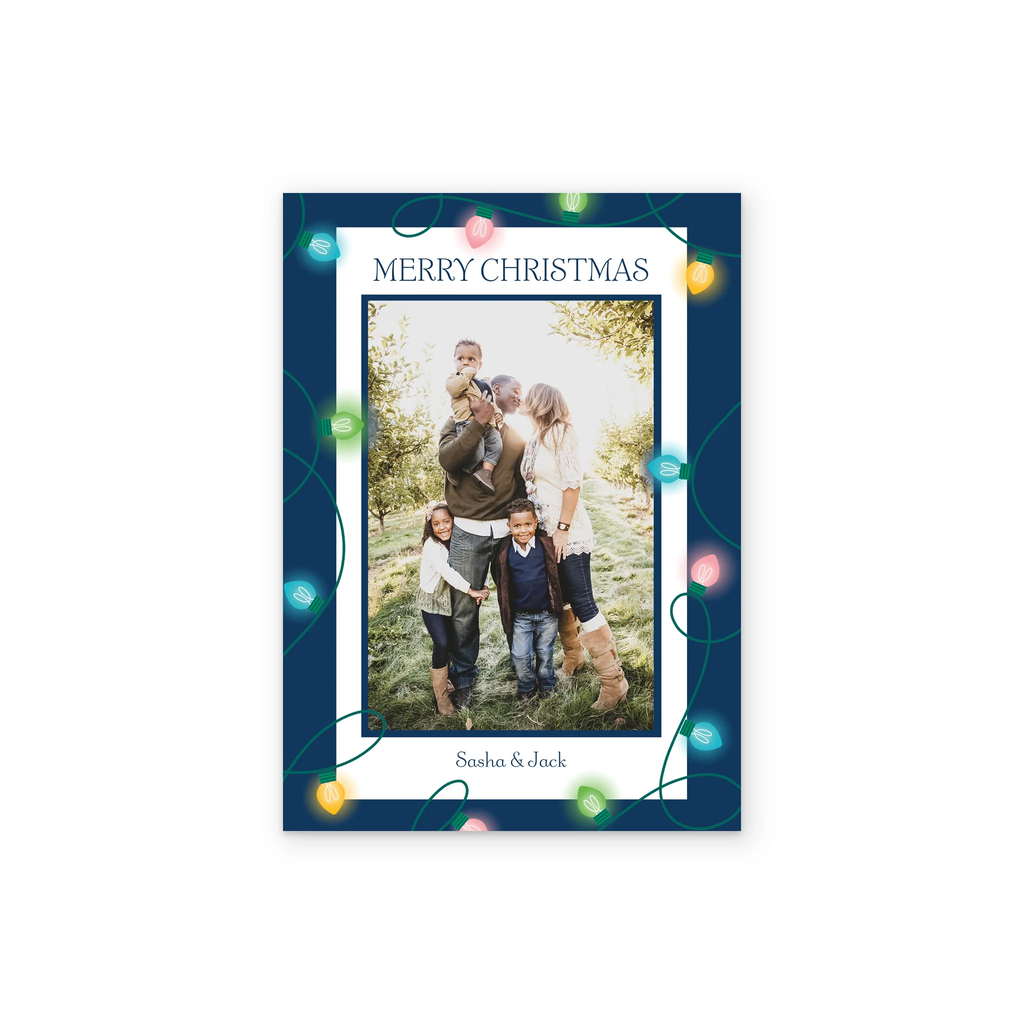 Personalised 'Fairy Light Frame' Photo Upload Christmas Card - Image 2