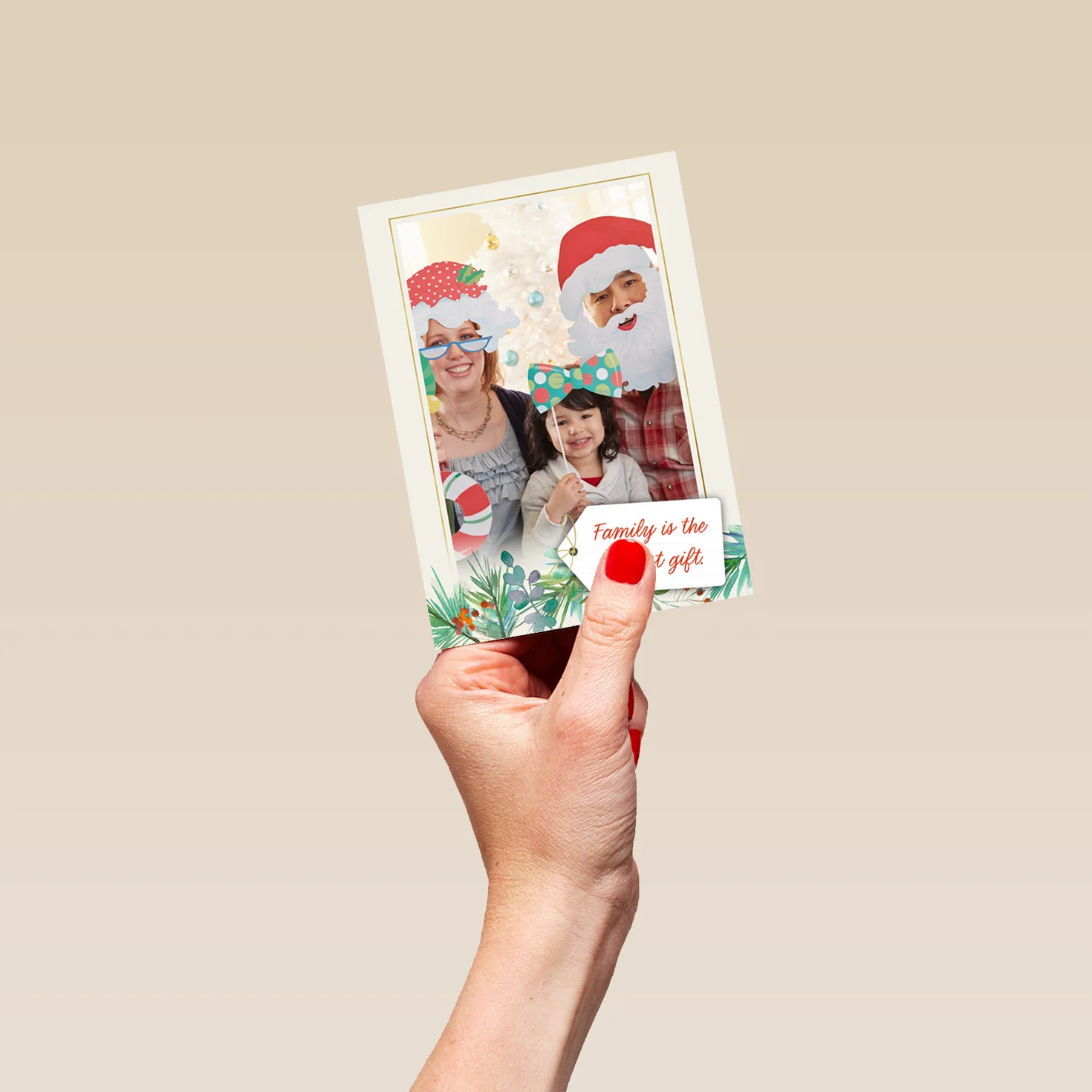 Personalised 'Family is the Greatest Gift' Photo Upload Christmas Card - Image 4