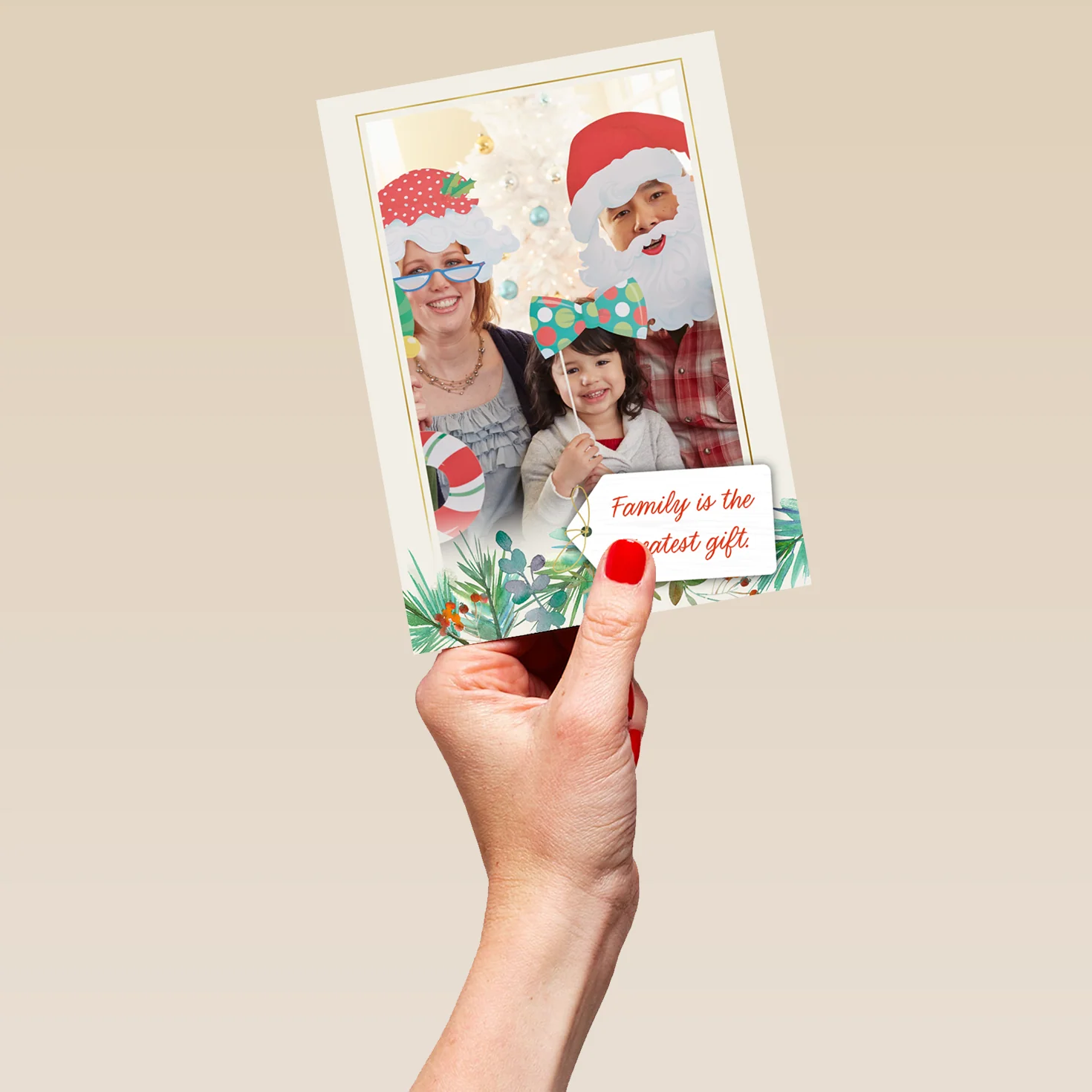 Personalised 'Family is the Greatest Gift' Photo Upload Christmas Card - Image 5