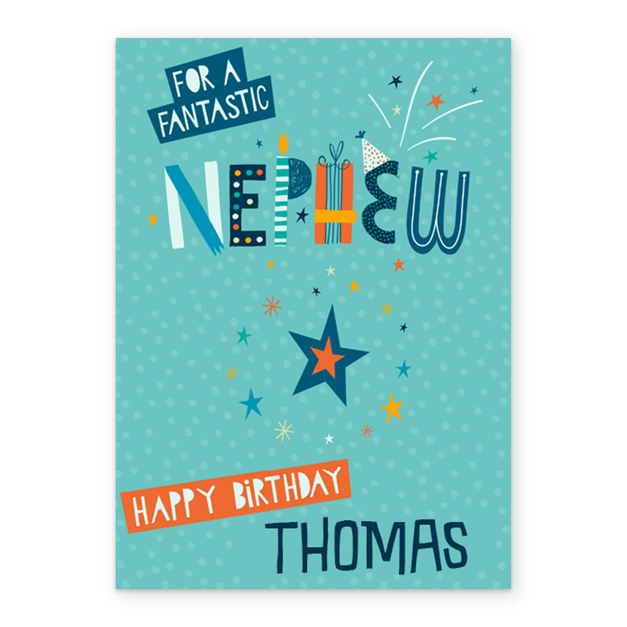 Personalised Fantastic Nephew Stars Birthday Card - Image 2