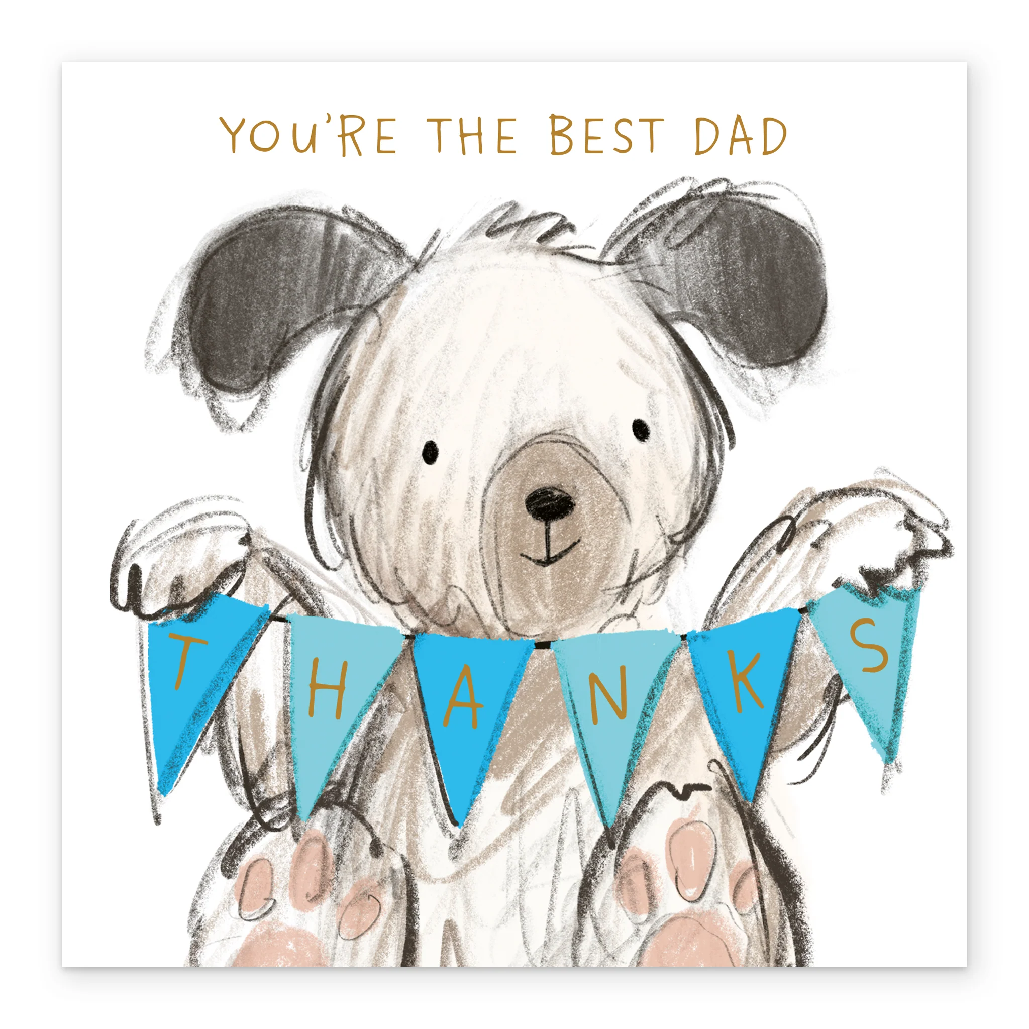 Personalised Father's Day Card for Dad - Cute Illustrated Dog with Bunting Design - Image 2
