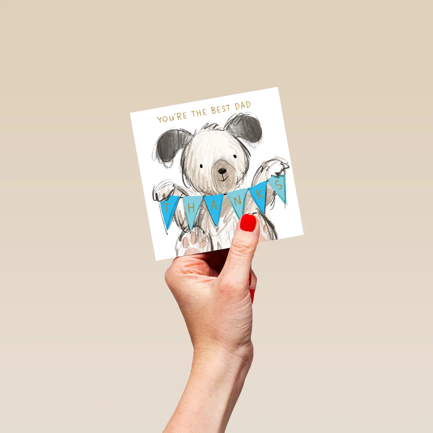 Personalised Father's Day Card for Dad - Cute Illustrated Dog with Bunting Design - Image 4