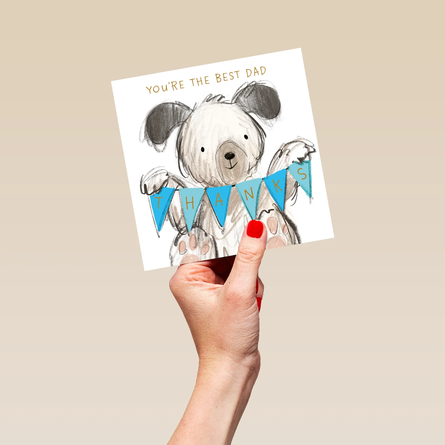 Personalised Father's Day Card for Dad - Cute Illustrated Dog with Bunting Design - Image 5