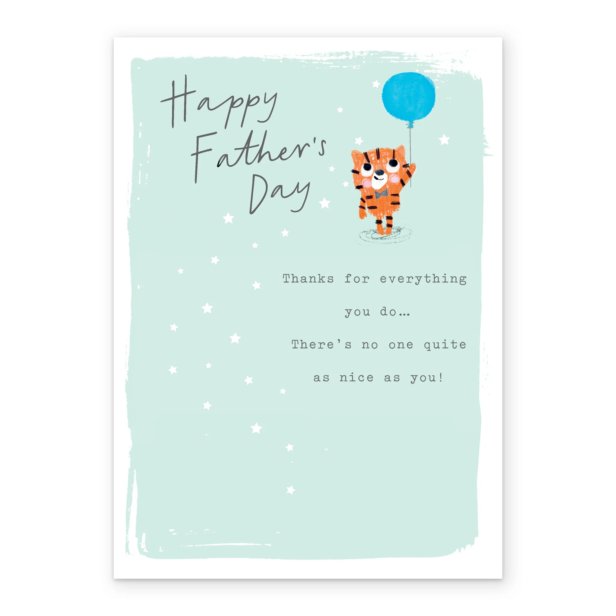 Personalised Father's Day Cute Cat Blue Balloon Card - Image 2