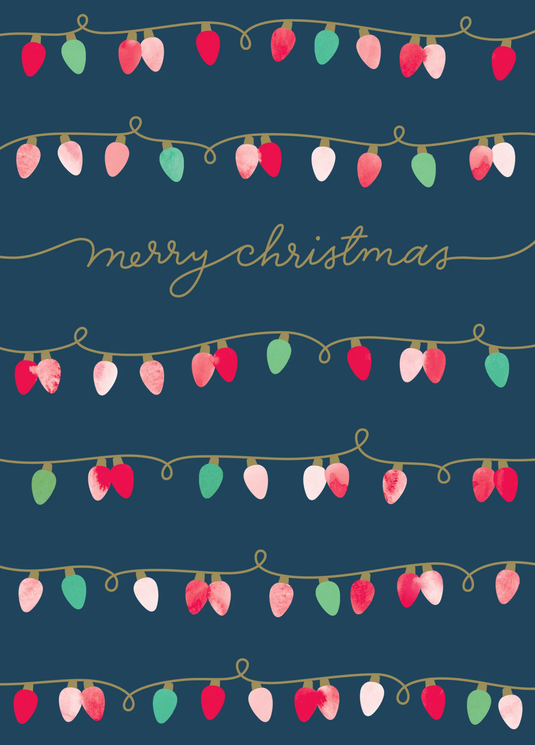 Personalised Festive Fairy Lights Illustration Christmas Card
