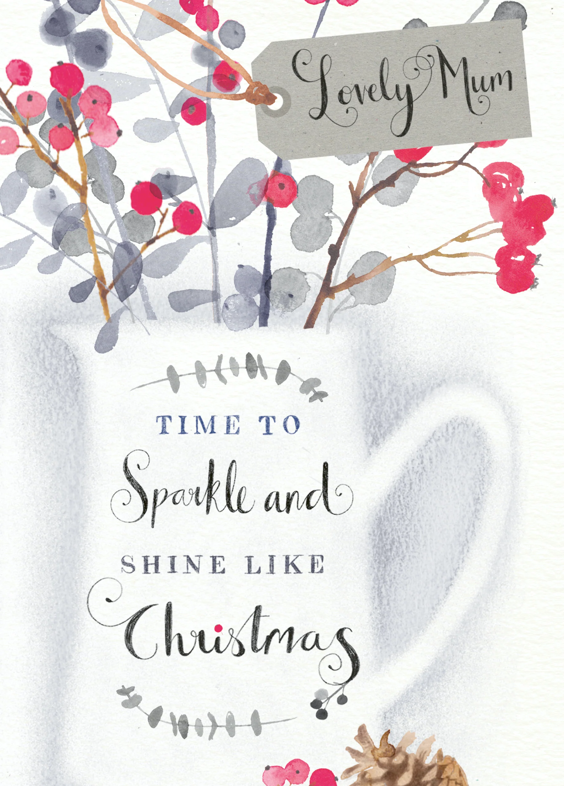 Personalised Festive Foliage Christmas Card for Mum
