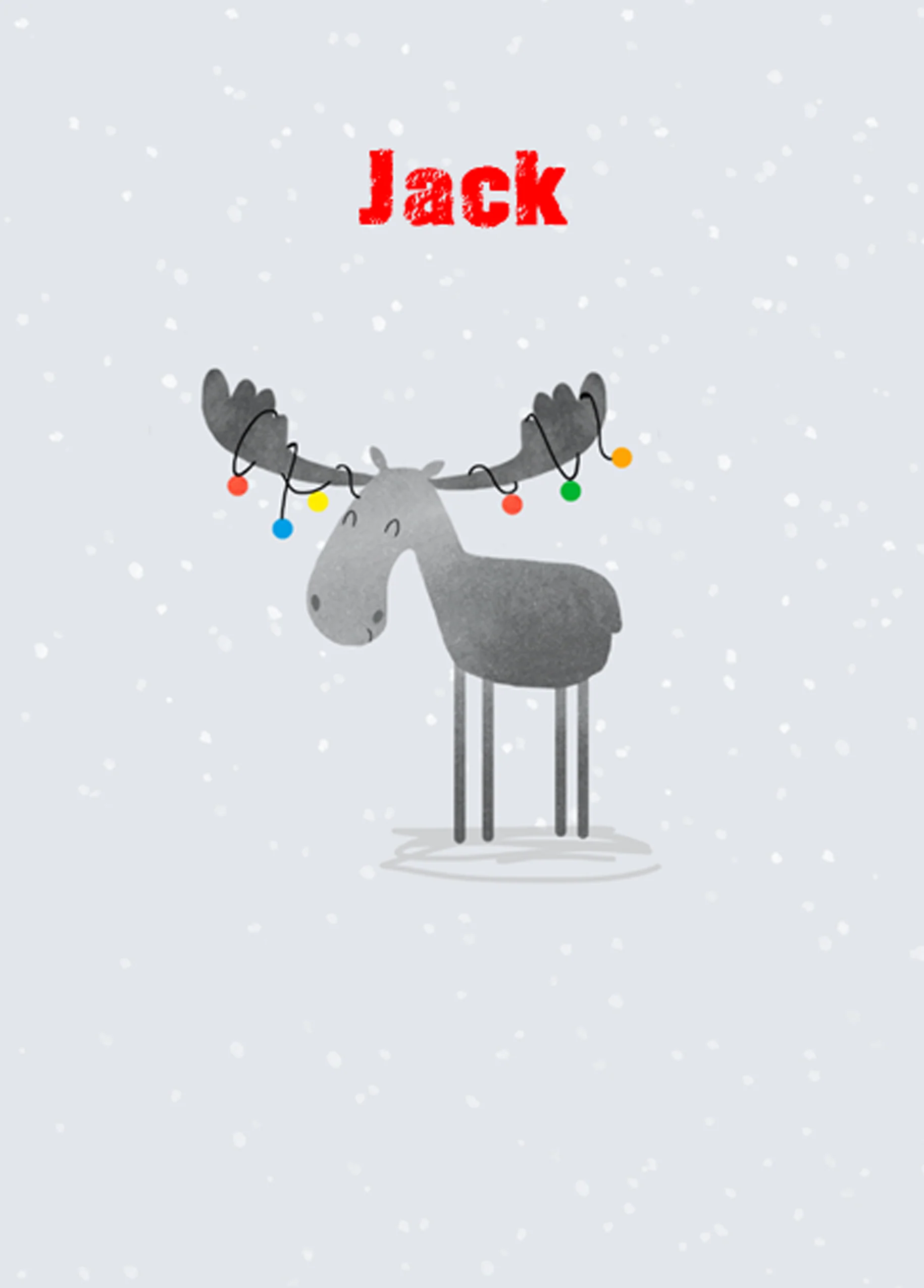 Personalised Festive Fun Snowy Reindeer Christmas Card