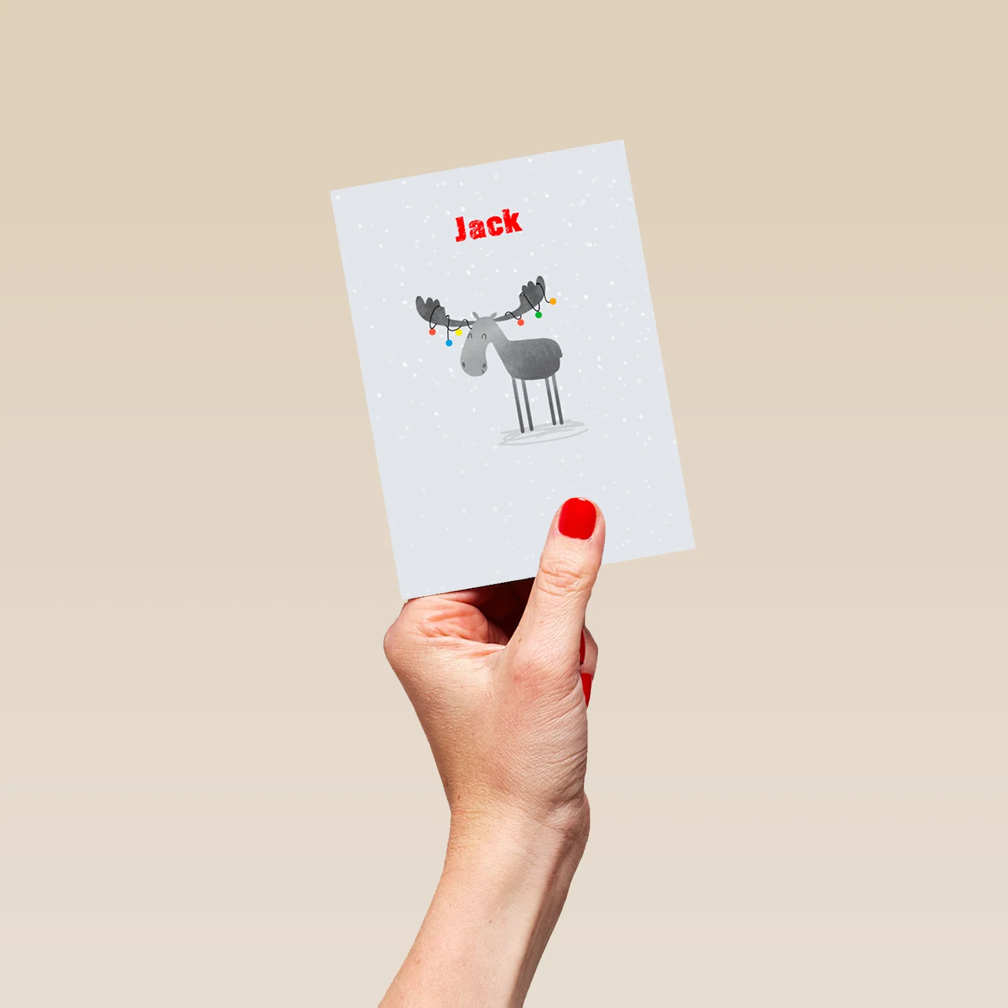 Personalised Festive Fun Snowy Reindeer Christmas Card - Image 4