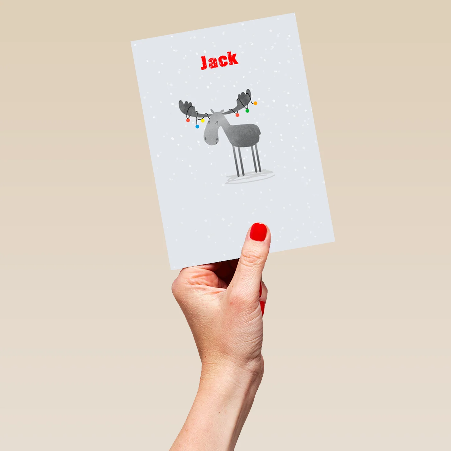 Personalised Festive Fun Snowy Reindeer Christmas Card - Image 5