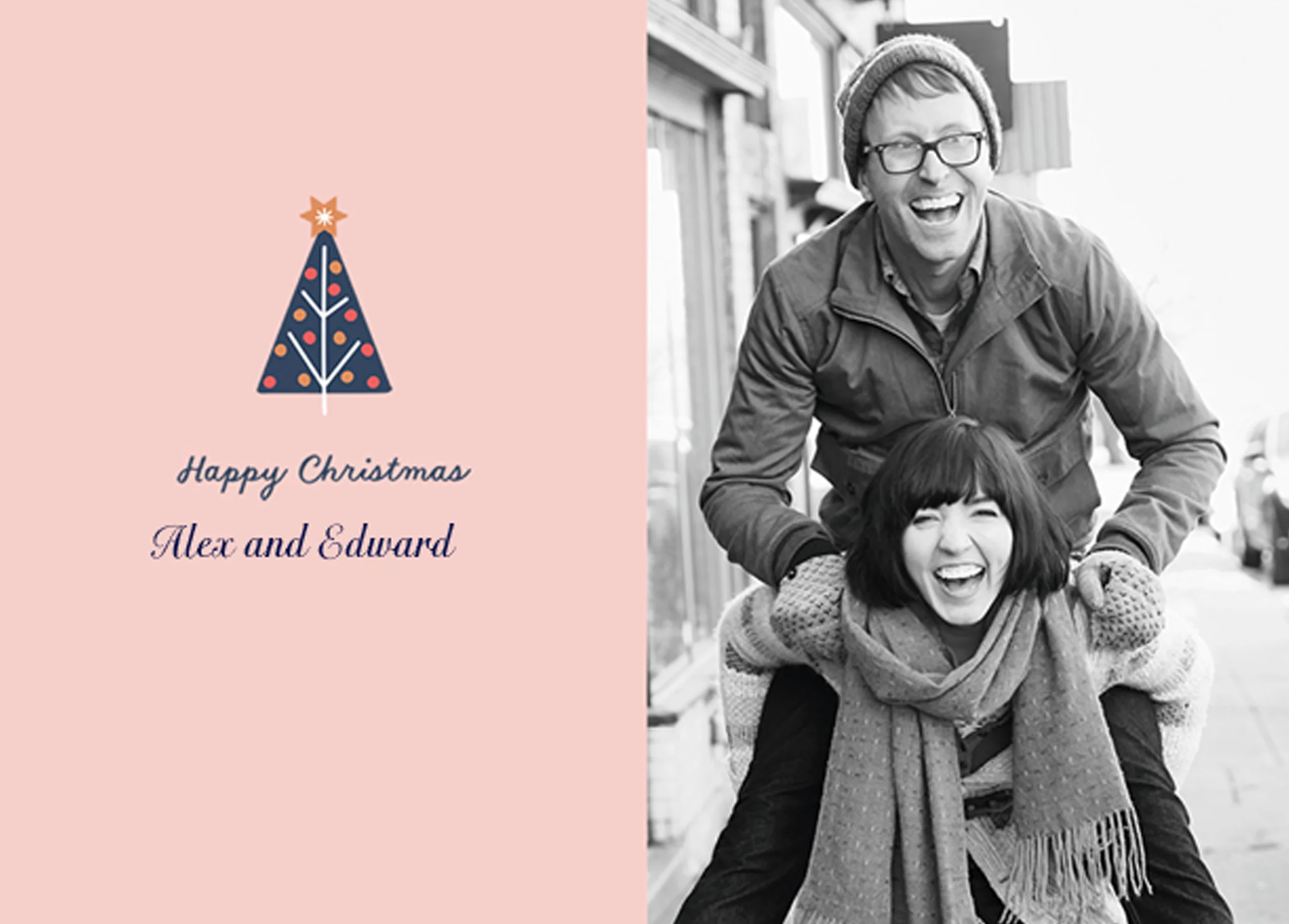 Personalised Festive Happy Photo Tree Christmas Card