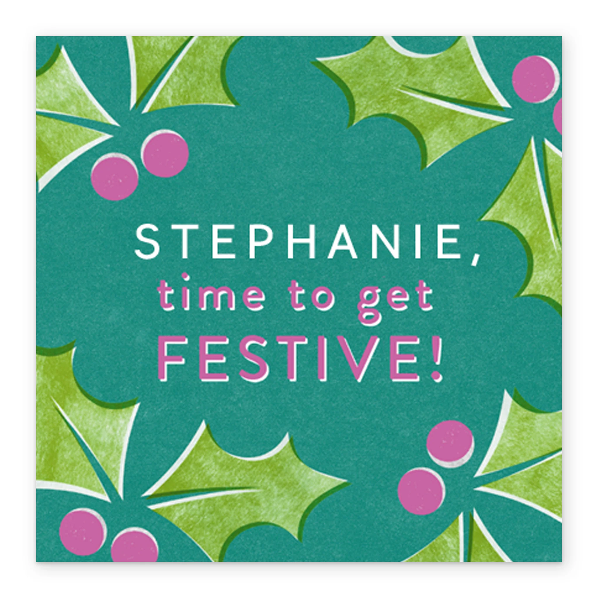 Personalised Festive Holly Christmas Card - Image 2