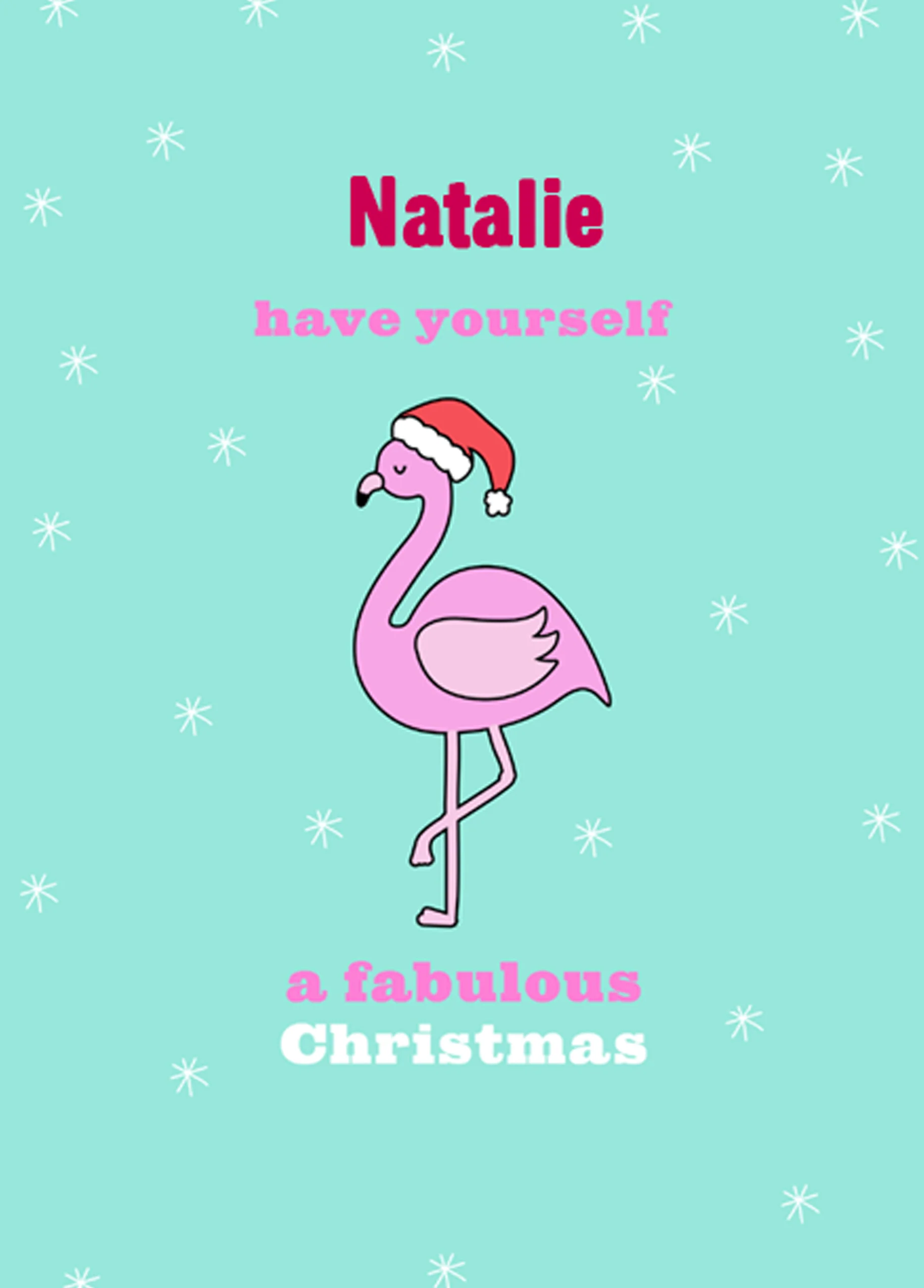 Personalised Festive Merry Flamingo Christmas Card