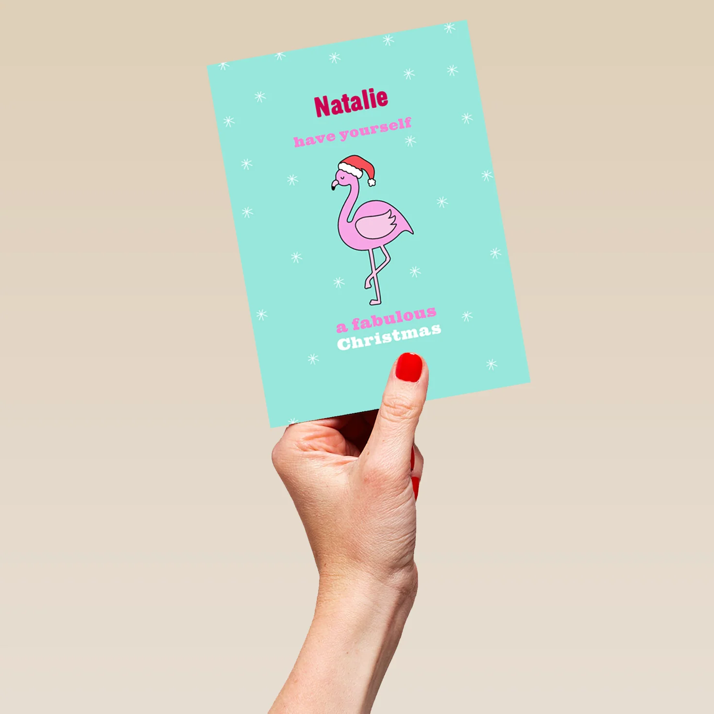 Personalised Festive Merry Flamingo Christmas Card - Image 5