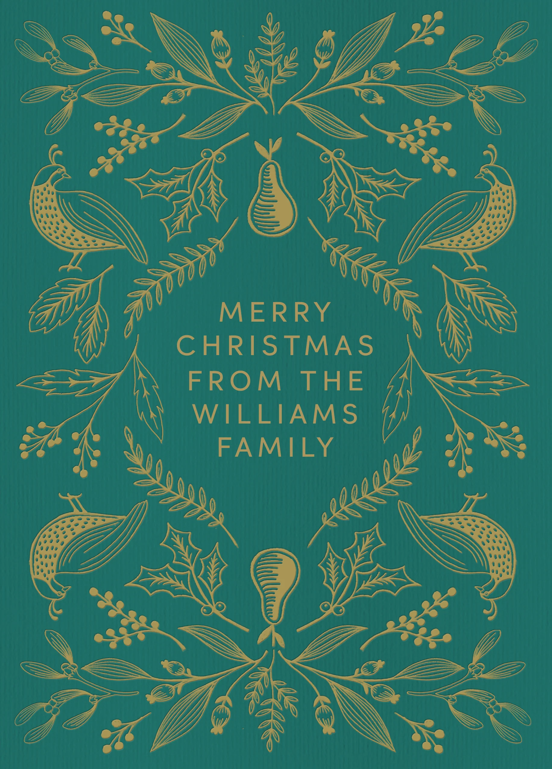 Personalised Festive Partridge Pear Tree Christmas Card