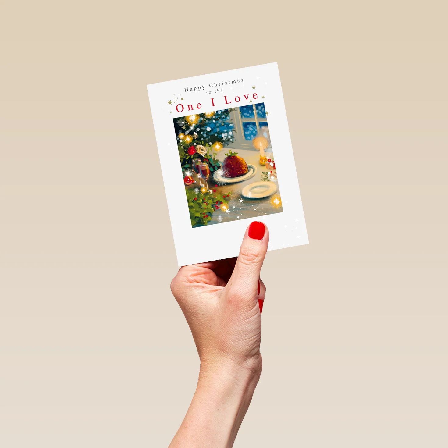 Personalised Festive Pudding Christmas Card for One I Love - Image 4