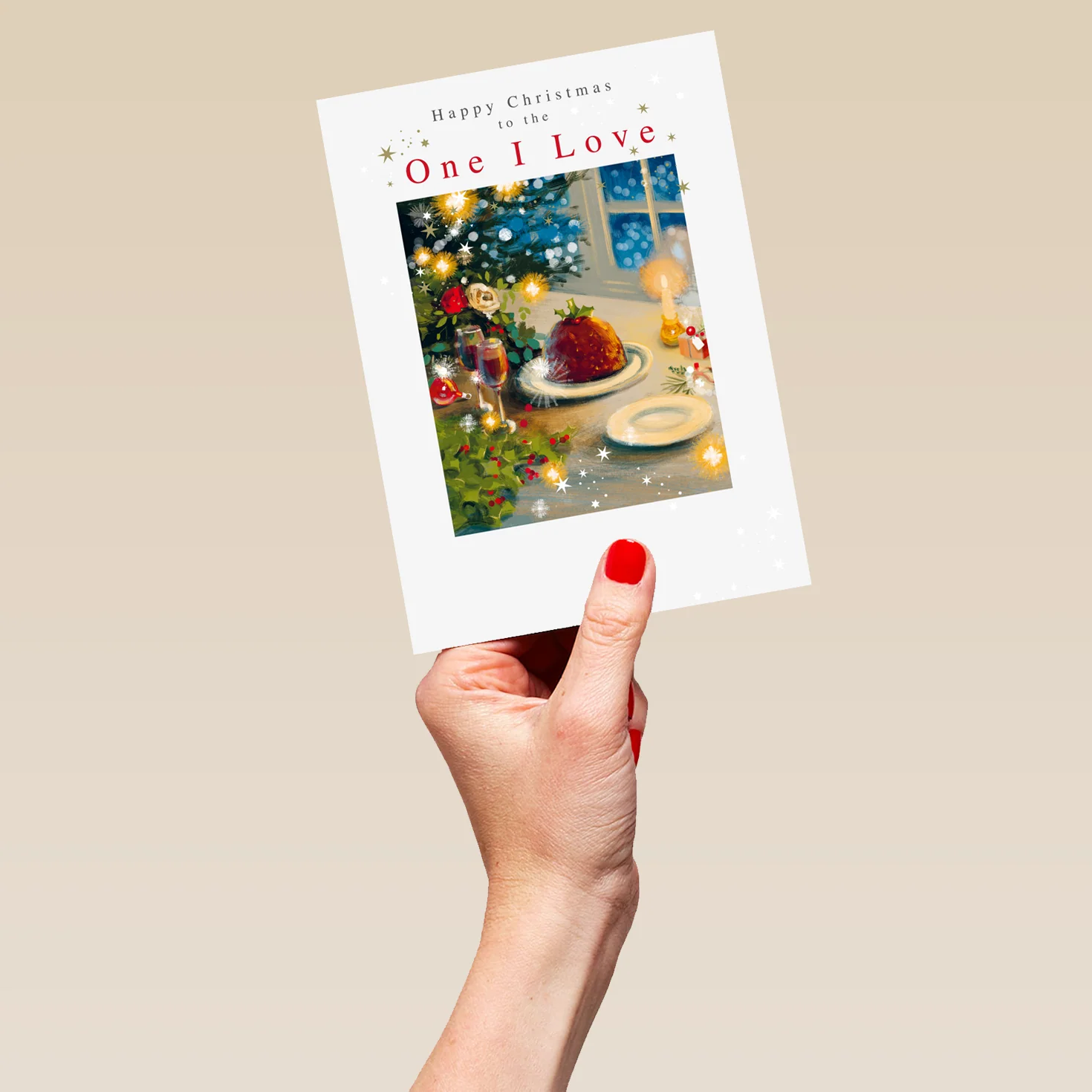 Personalised Festive Pudding Christmas Card for One I Love - Image 5