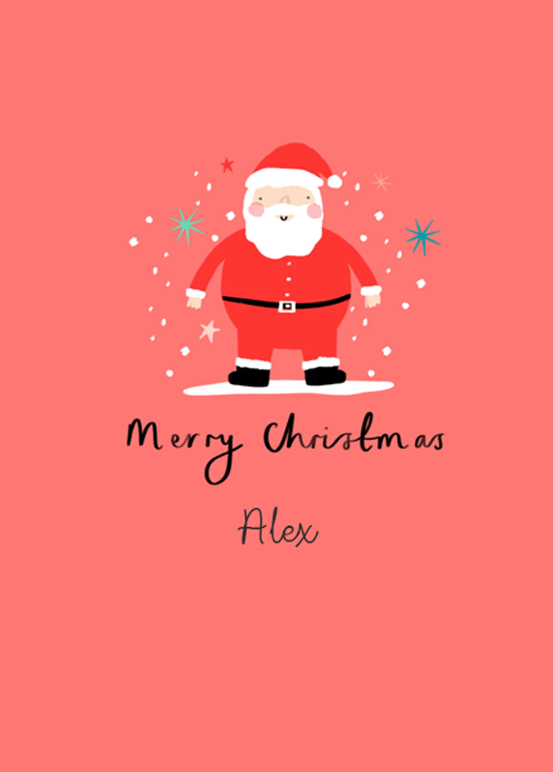 Personalised Festive Snowy Santa Christmas Card
