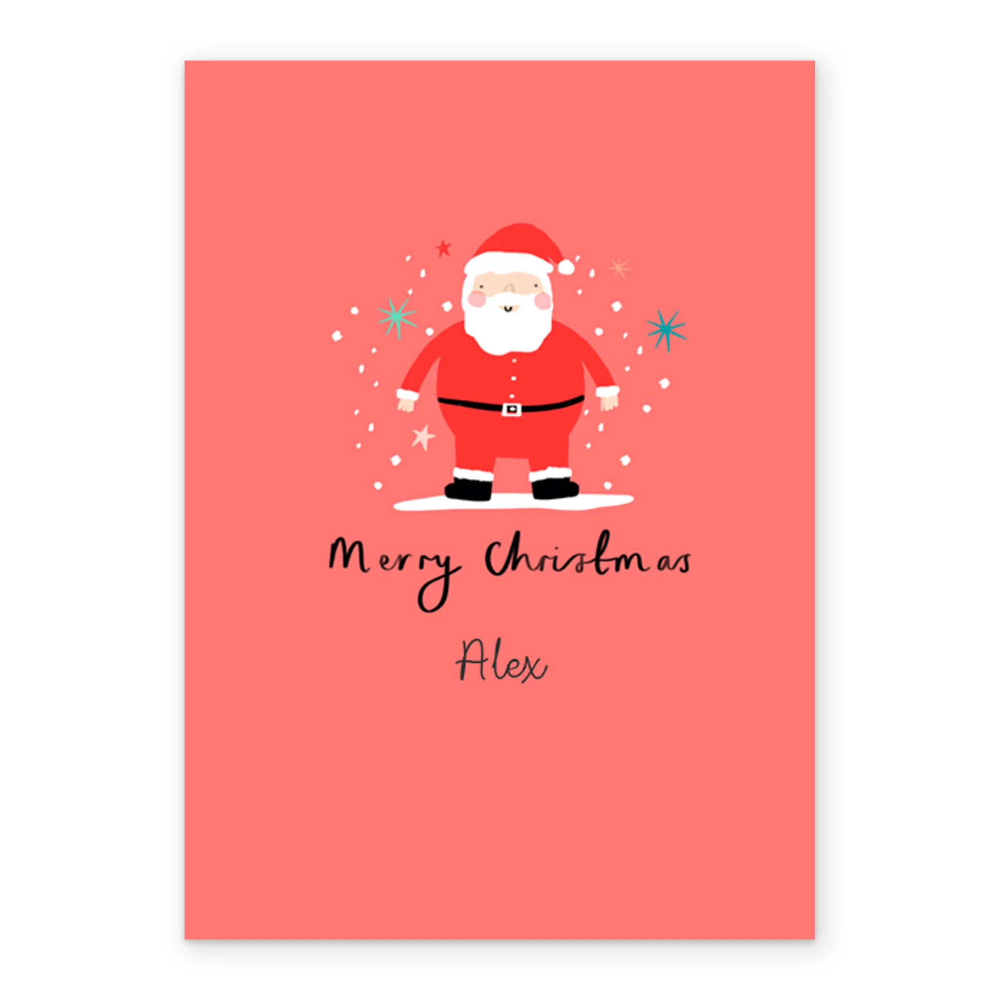 Personalised Festive Snowy Santa Christmas Card - Image 2