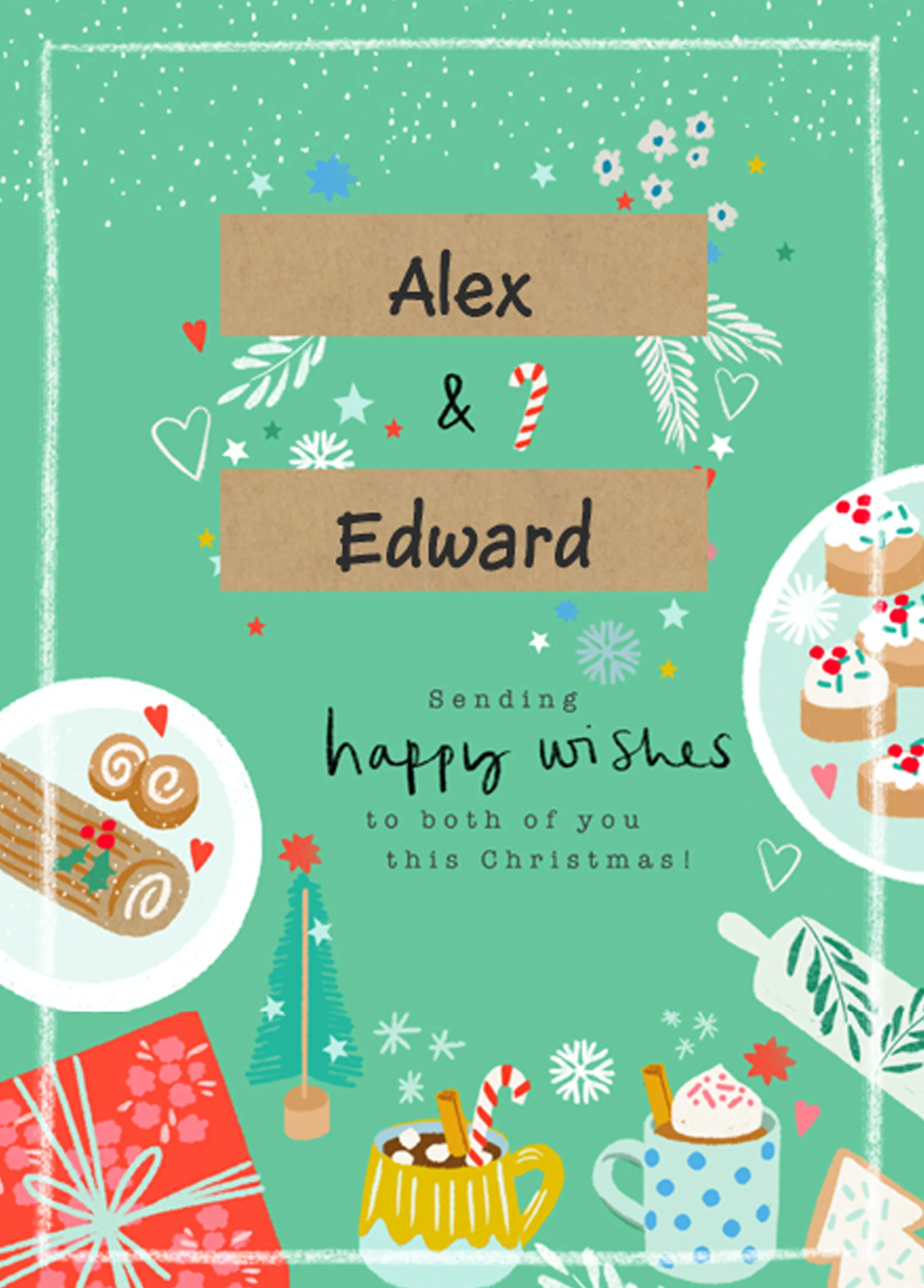 Personalised Festive Wishes Christmas Card to Both of You