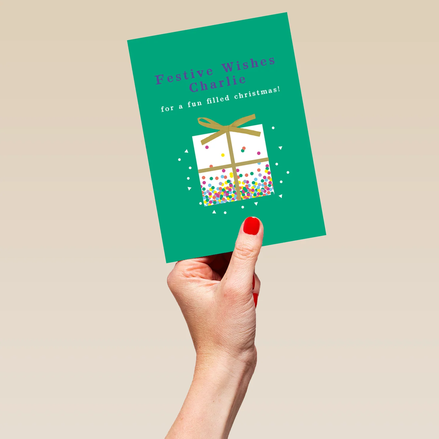 Personalised Festive Wishes Present Christmas Card - Image 5