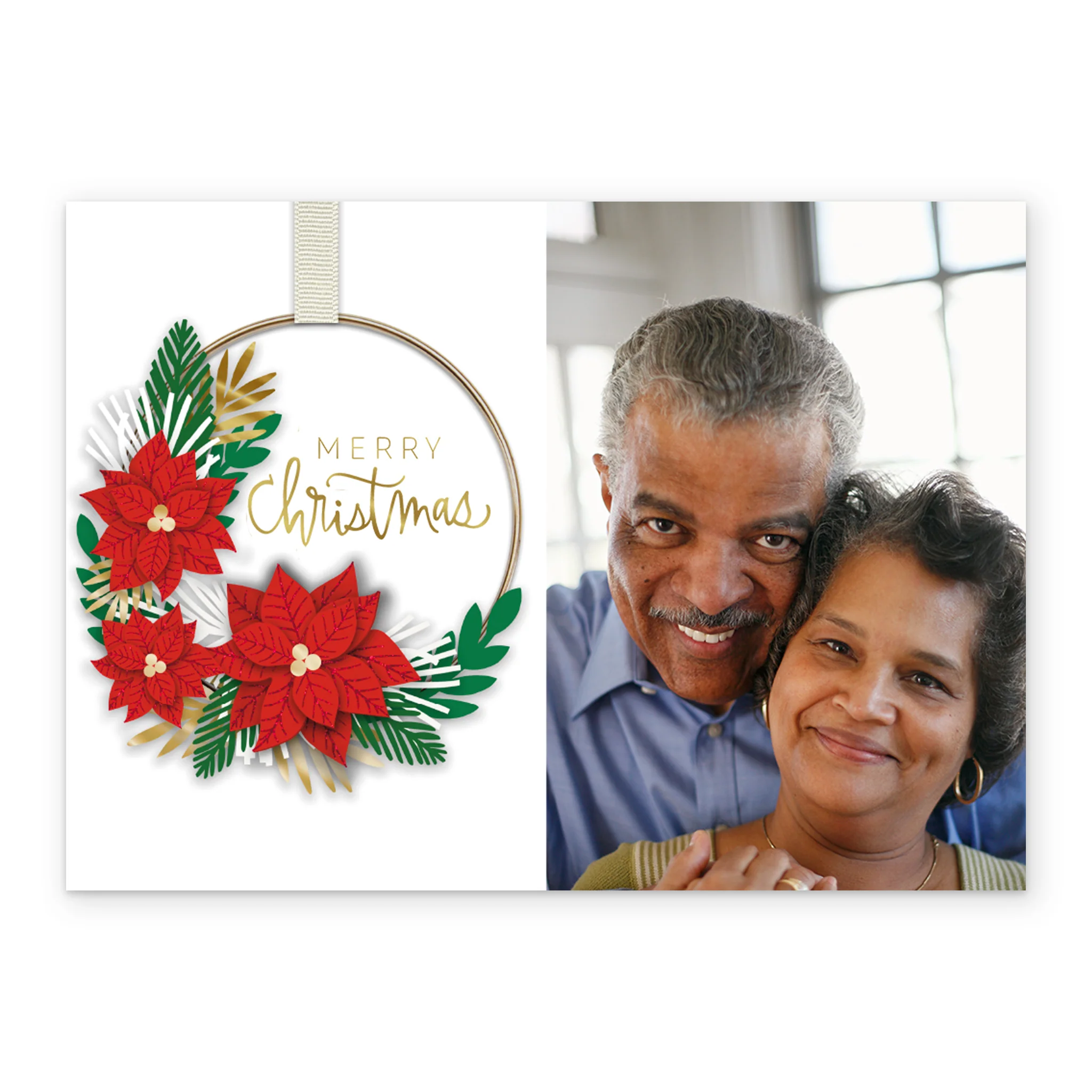 Personalised Festive Wreath Photo Christmas Card - Image 2