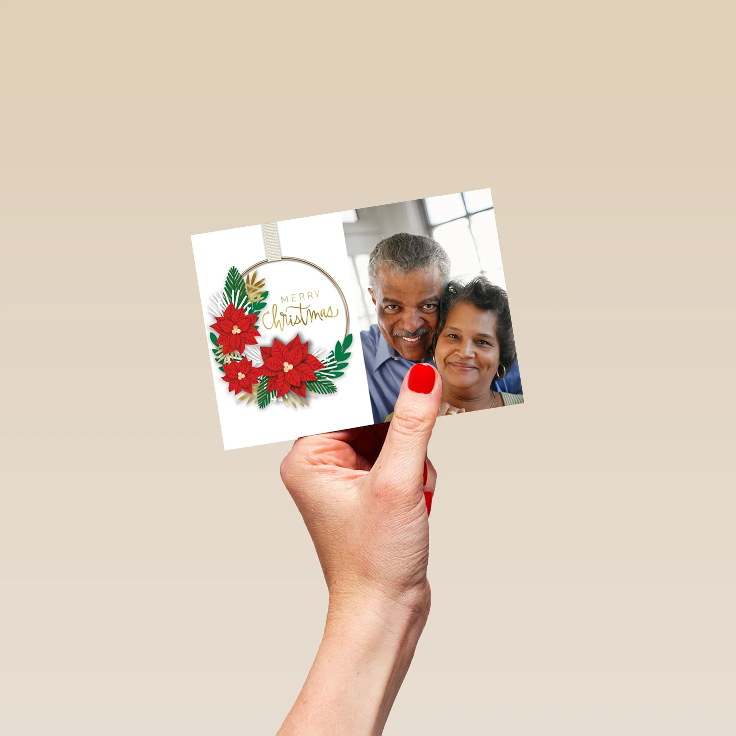 Personalised Festive Wreath Photo Christmas Card - Image 4