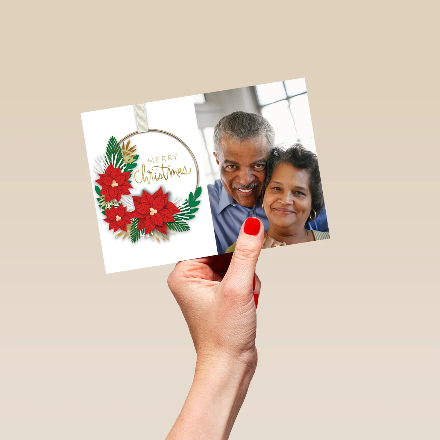 Personalised Festive Wreath Photo Christmas Card - Image 5
