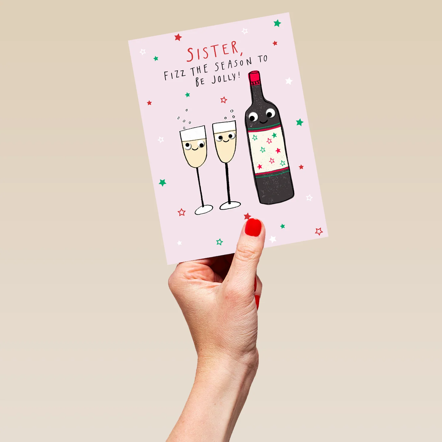 Personalised Fizz Season Christmas Card For Sister - Image 5
