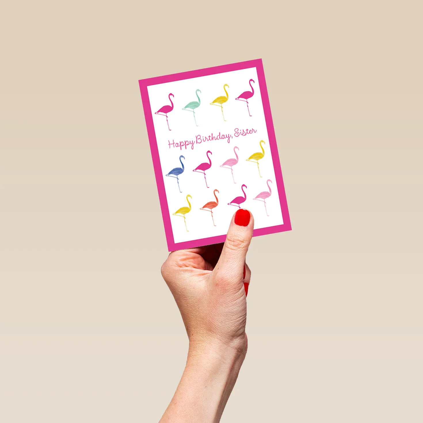 Personalised Flamingo Pattern For Sister Card - Image 4