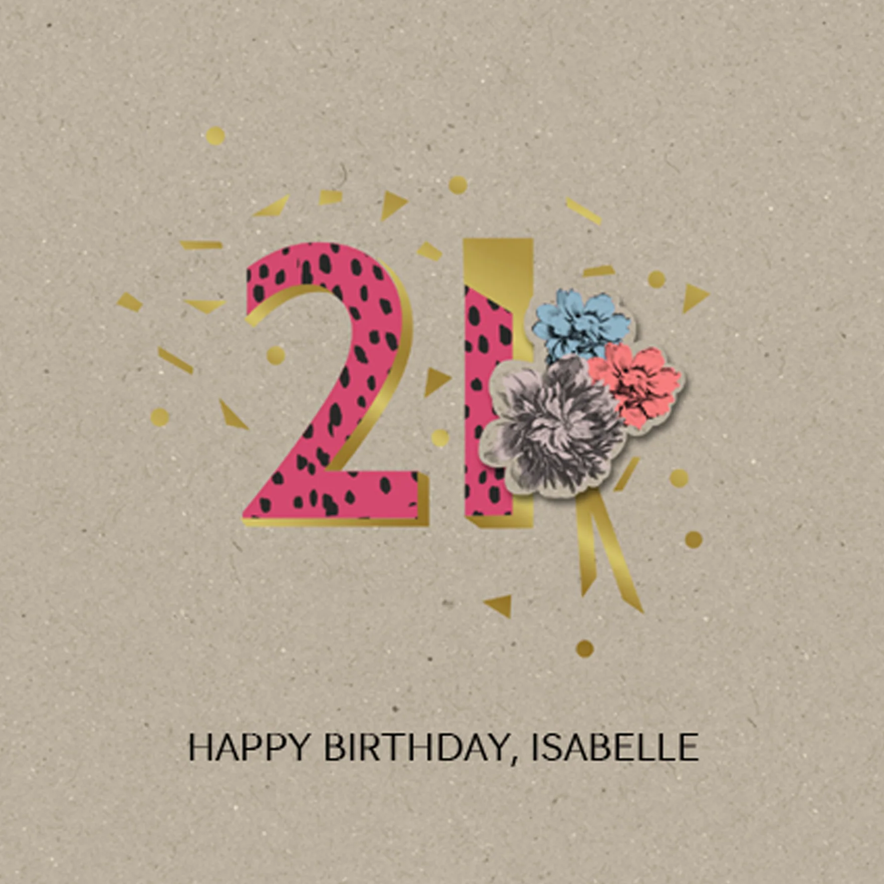 Personalised Floral 21st Birthday Card